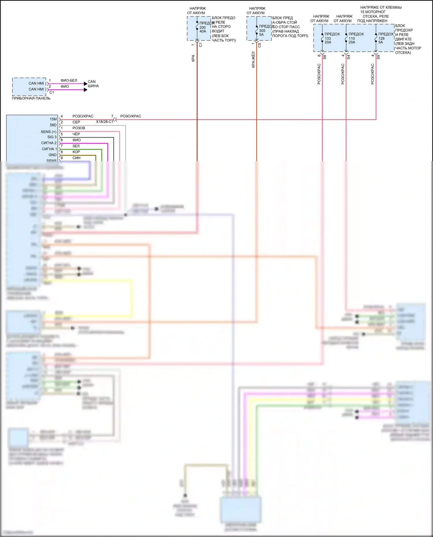 CLS-класс Mercedes-Benz C257 (2017-2021): Электросхема фар, со статическими светодиодными фарами 