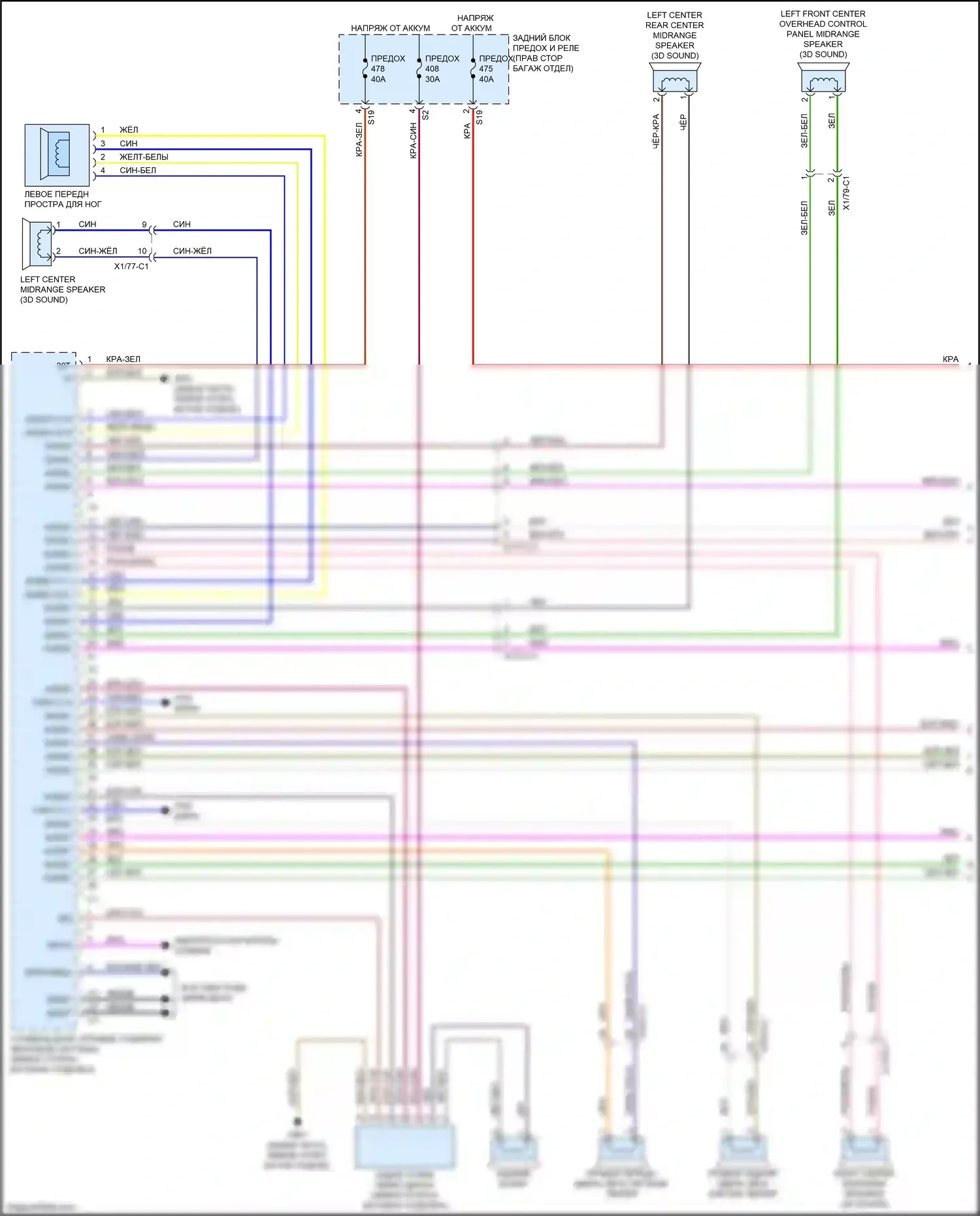 CLS-класс Mercedes-Benz C257 (2017-2021): Электросхема усилителя звука, без усиленного двигателя, с усовершенствованной звуковой системой (1 из 3) 