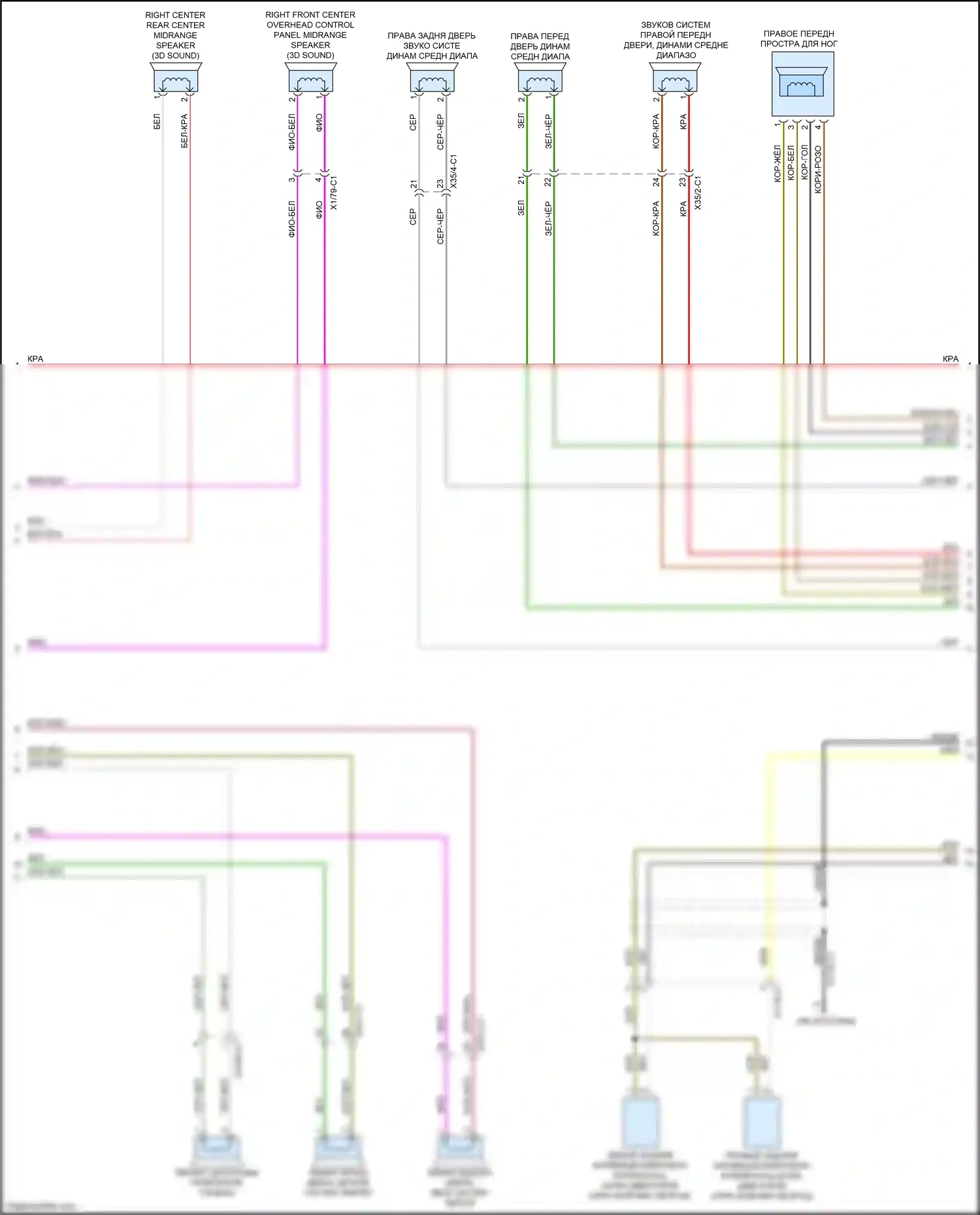CLS-класс Mercedes-Benz C257 (2017-2021): Электросхема усилителя звука, без усиленного двигателя, с усовершенствованной звуковой системой (2 из 3) 