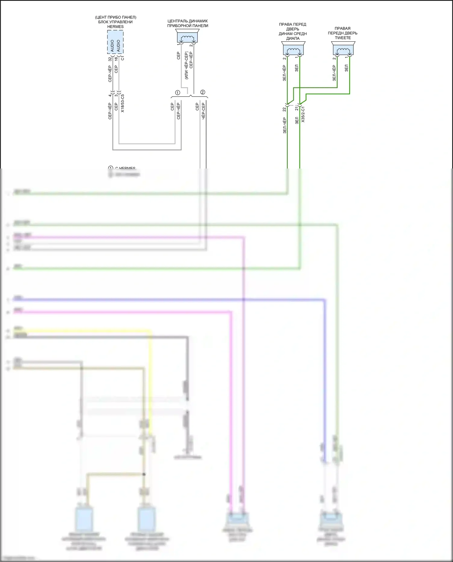 CLS-класс Mercedes-Benz C257 (2017-2021): Электросхема усилителя звука, с усиленным двигателем (2 из 2) 