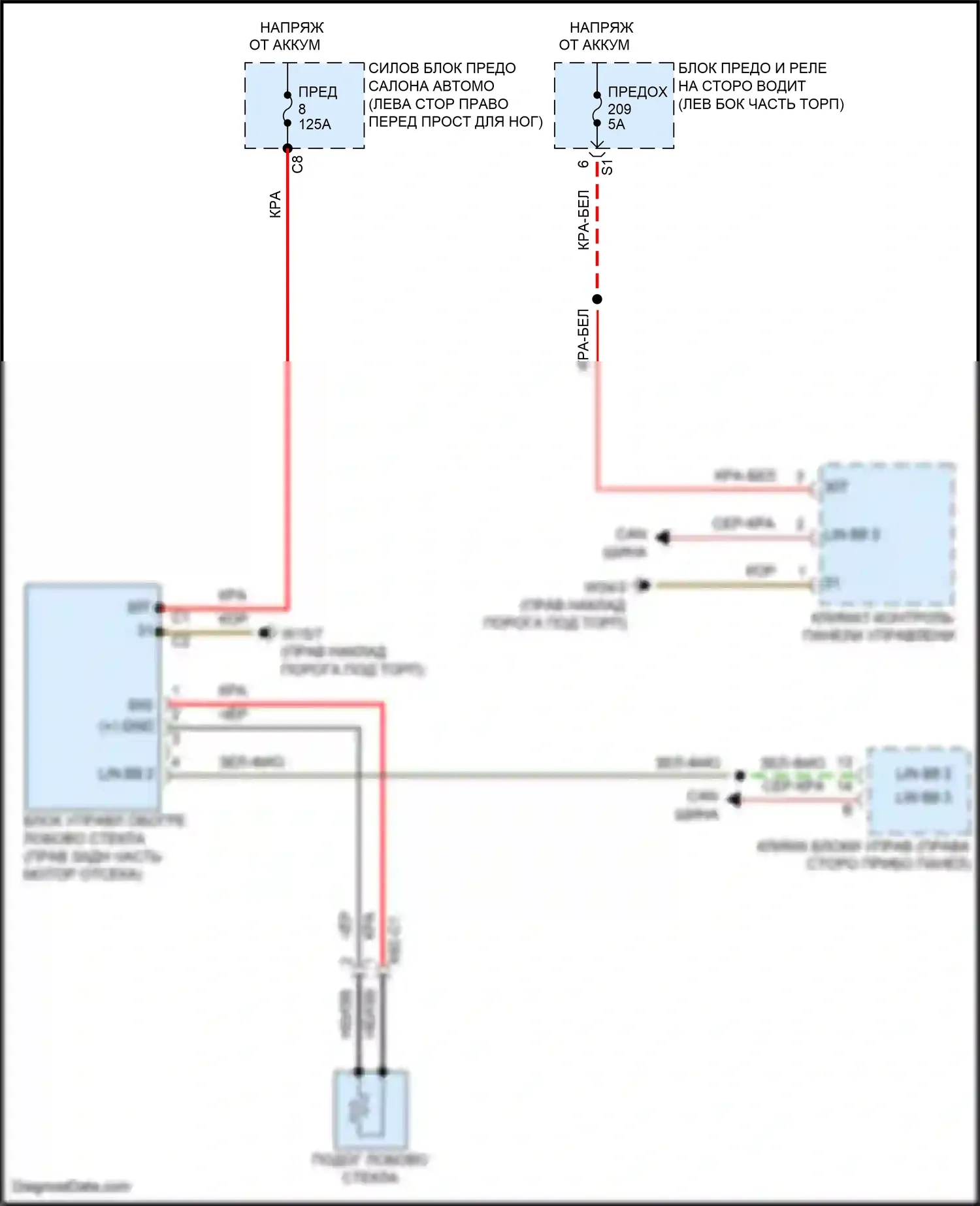 CLS-класс Mercedes-Benz C257 (2017-2021): Электросхема обогреваемого лобового стекла 