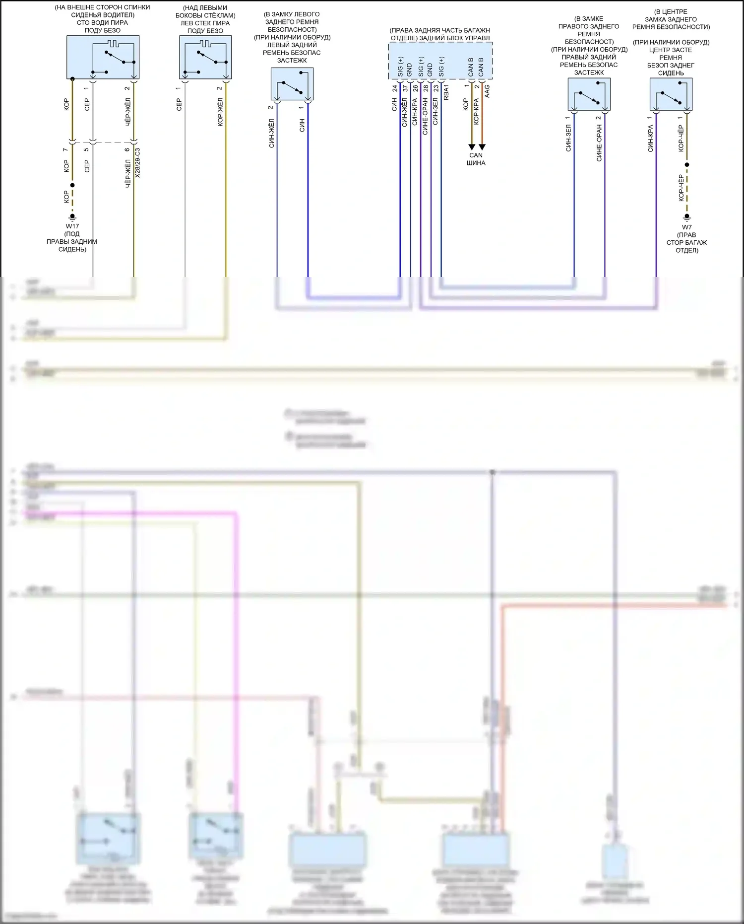 CLS-класс Mercedes-Benz C257 (2017-2021): Электросхема подушек безопасности (2 из 5) 