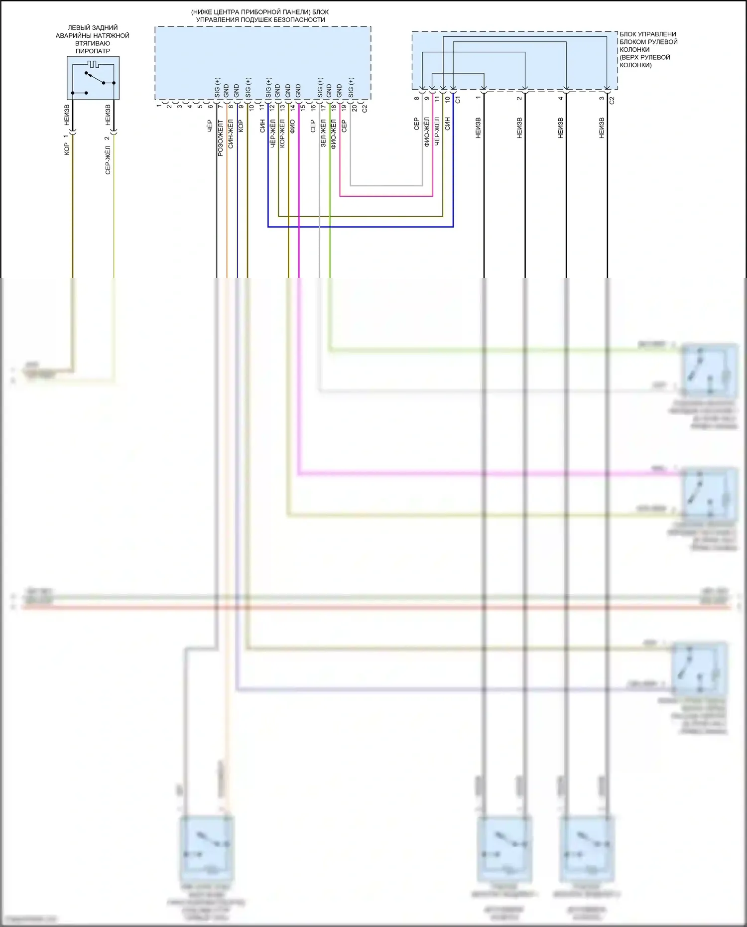 CLS-класс Mercedes-Benz C257 (2017-2021): Электросхема подушек безопасности (3 из 5) 