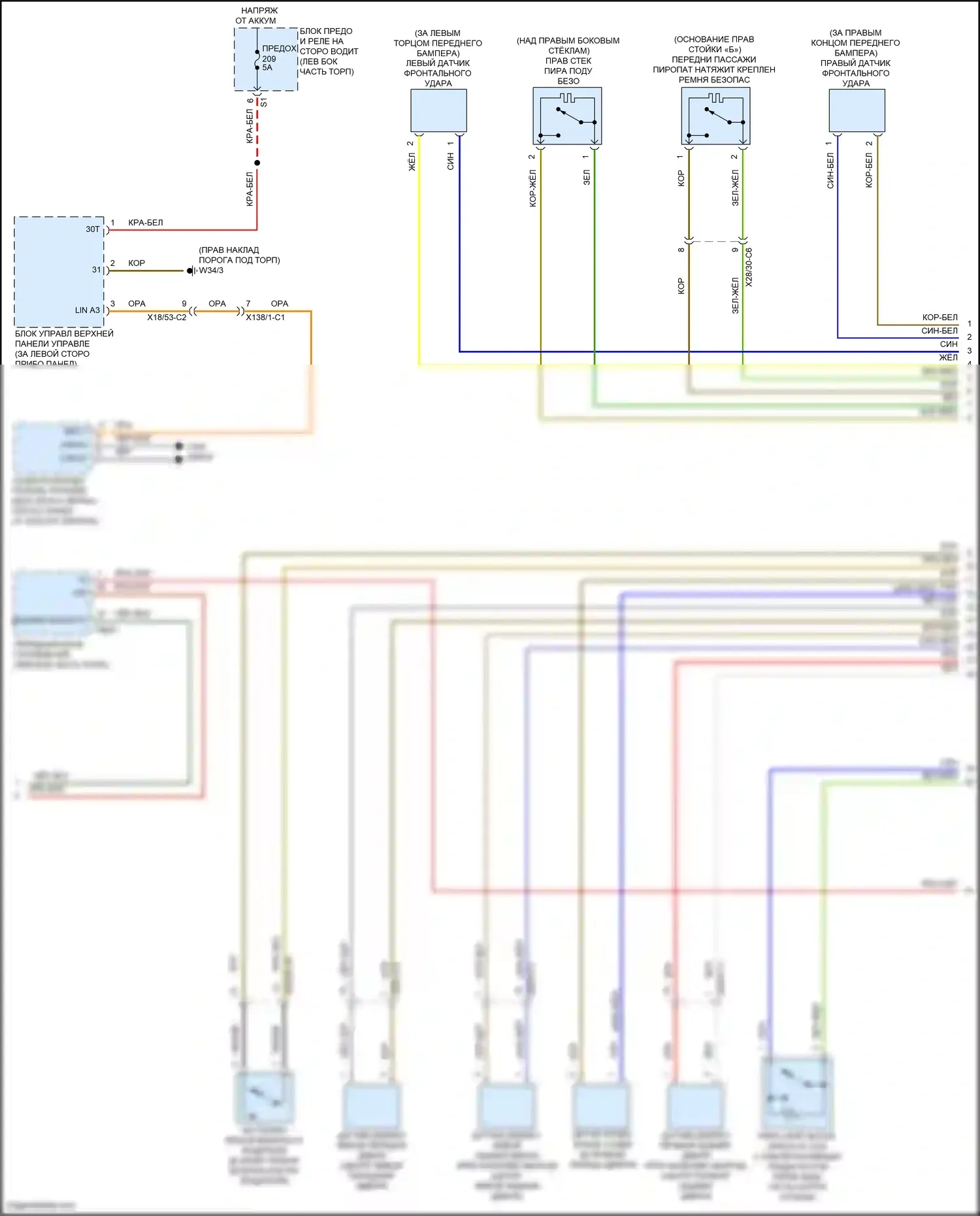 CLS-класс Mercedes-Benz C257 (2017-2021): Электросхема подушек безопасности (4 из 5) 