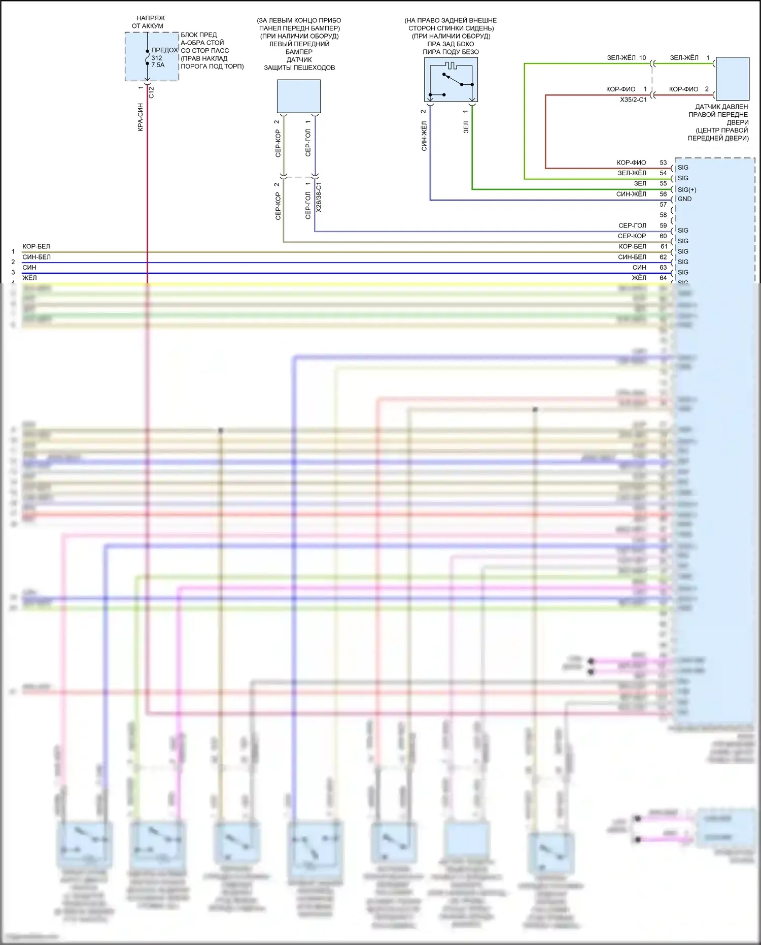 CLS-класс Mercedes-Benz C257 (2017-2021): Электросхема подушек безопасности (5 из 5) 