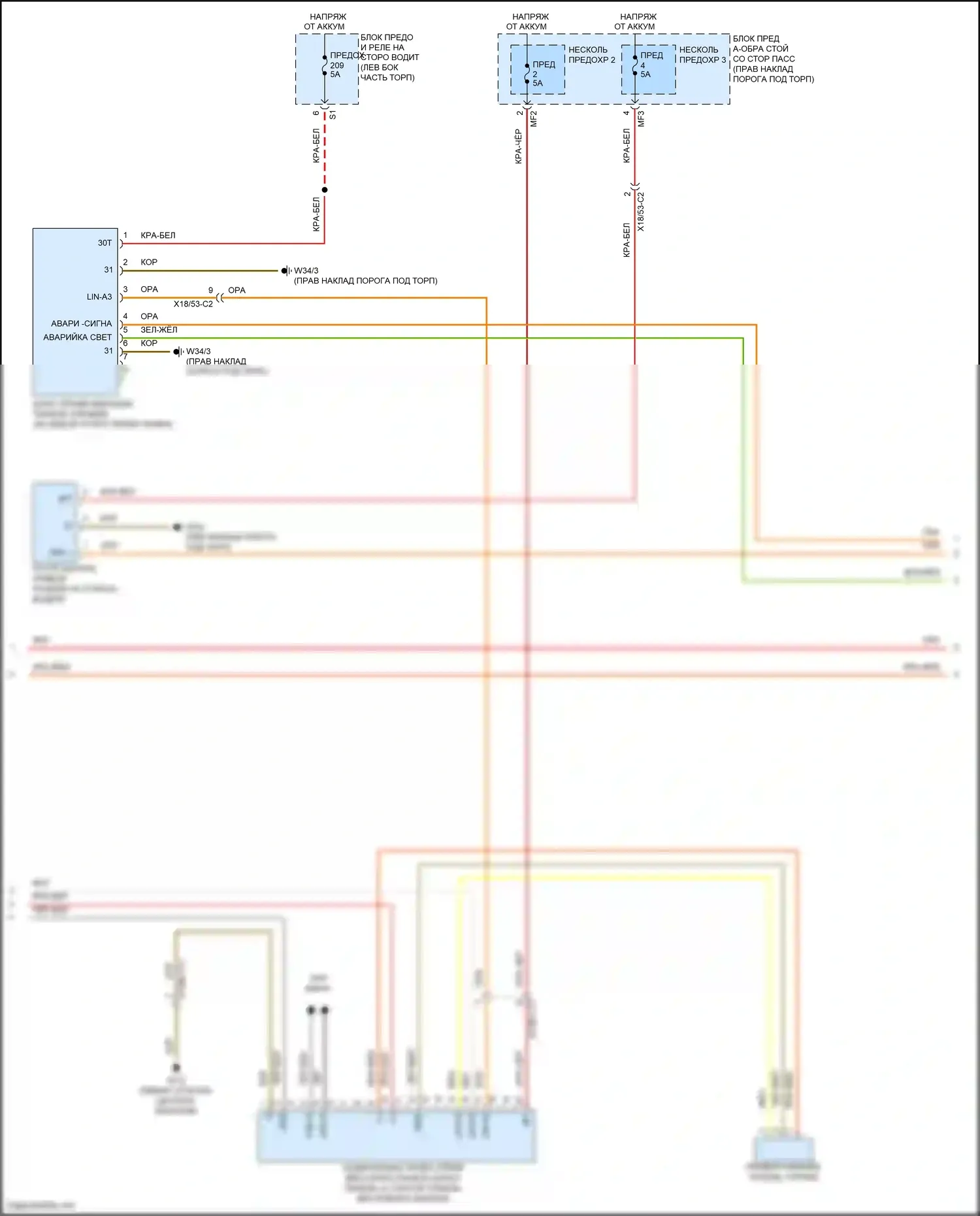 CLS-класс Mercedes-Benz C257 (2017-2021): Электросхема приборной панели (2 из 3) 