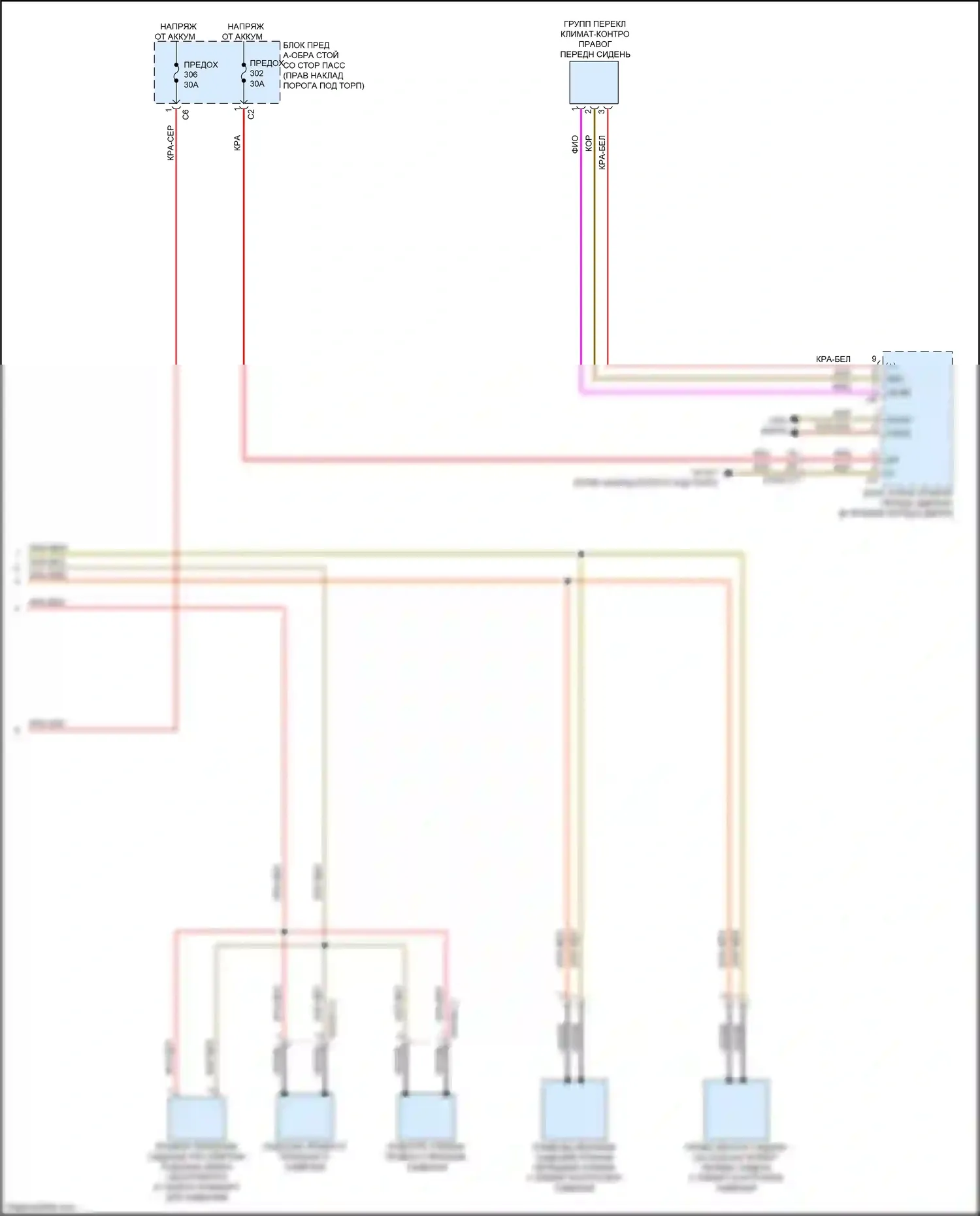 CLS-класс Mercedes-Benz C257 (2017-2021): Электросхема передней вентиляции и подогрева сидений, без памяти (2 из 2) 