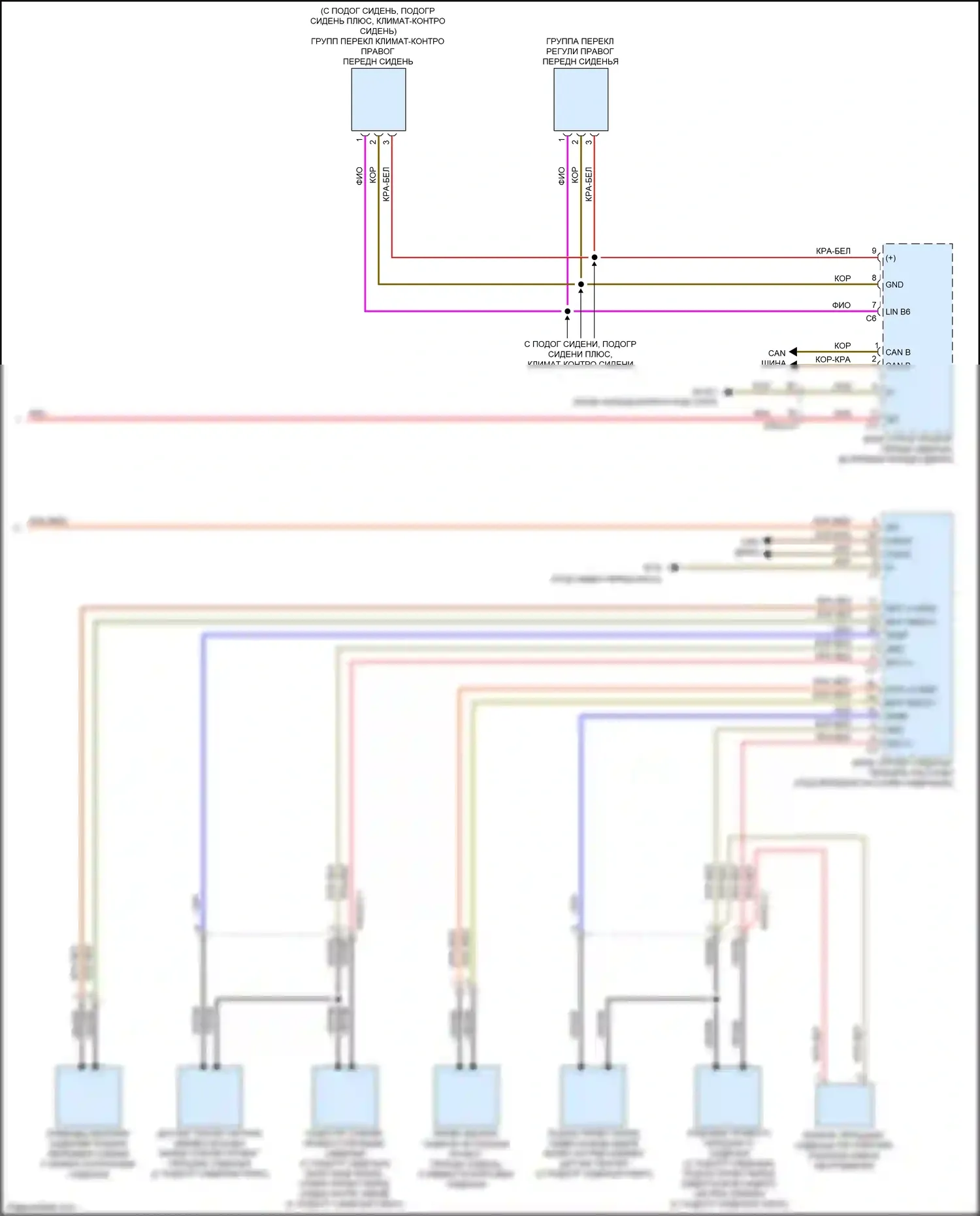 CLS-класс Mercedes-Benz C257 (2017-2021): Электросхема передней вентиляции и подогрева сидений, с памятью (2 из 2) 