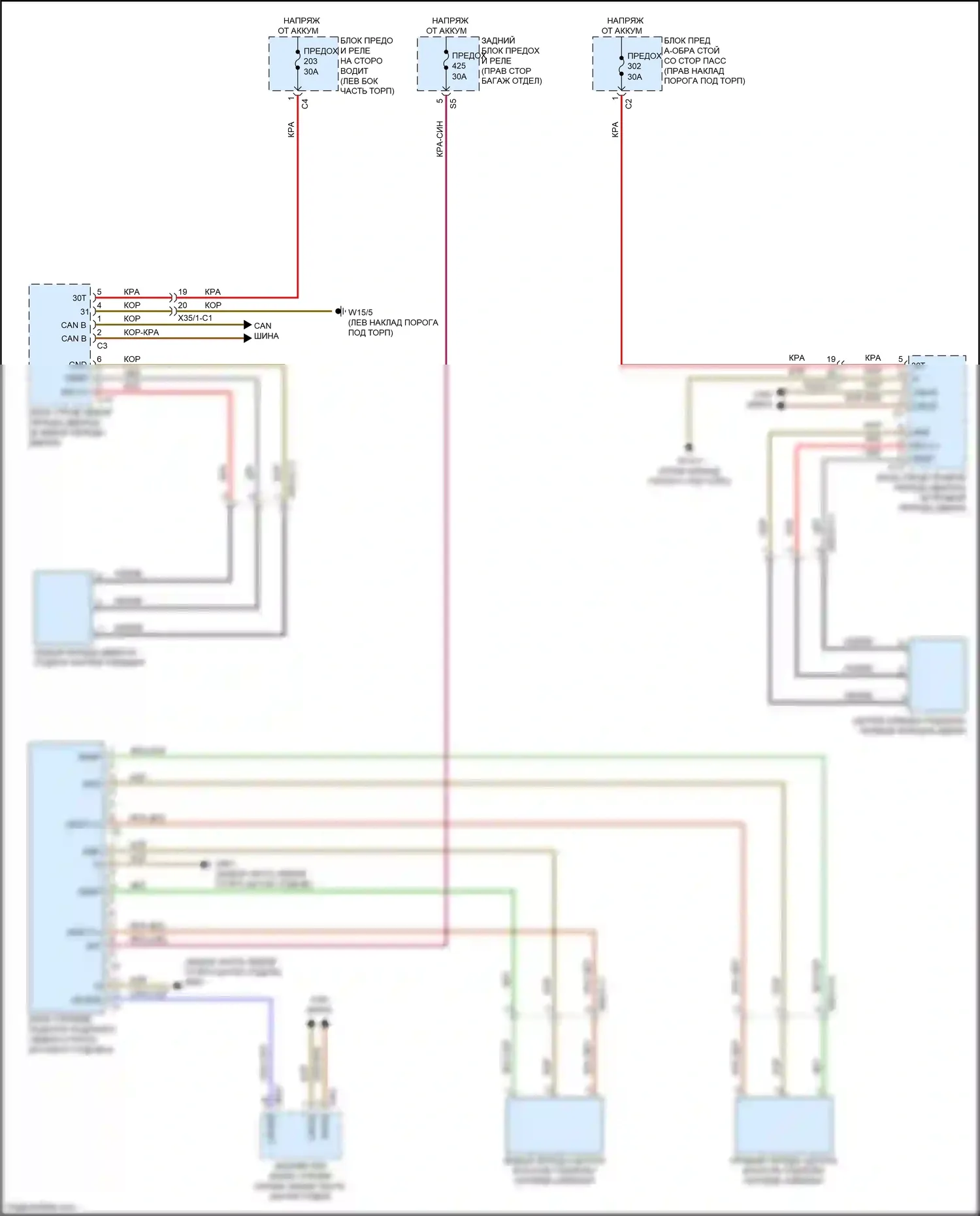 CLS-класс Mercedes-Benz C257 (2017-2021): Электросхема с подогревом подлокотника 