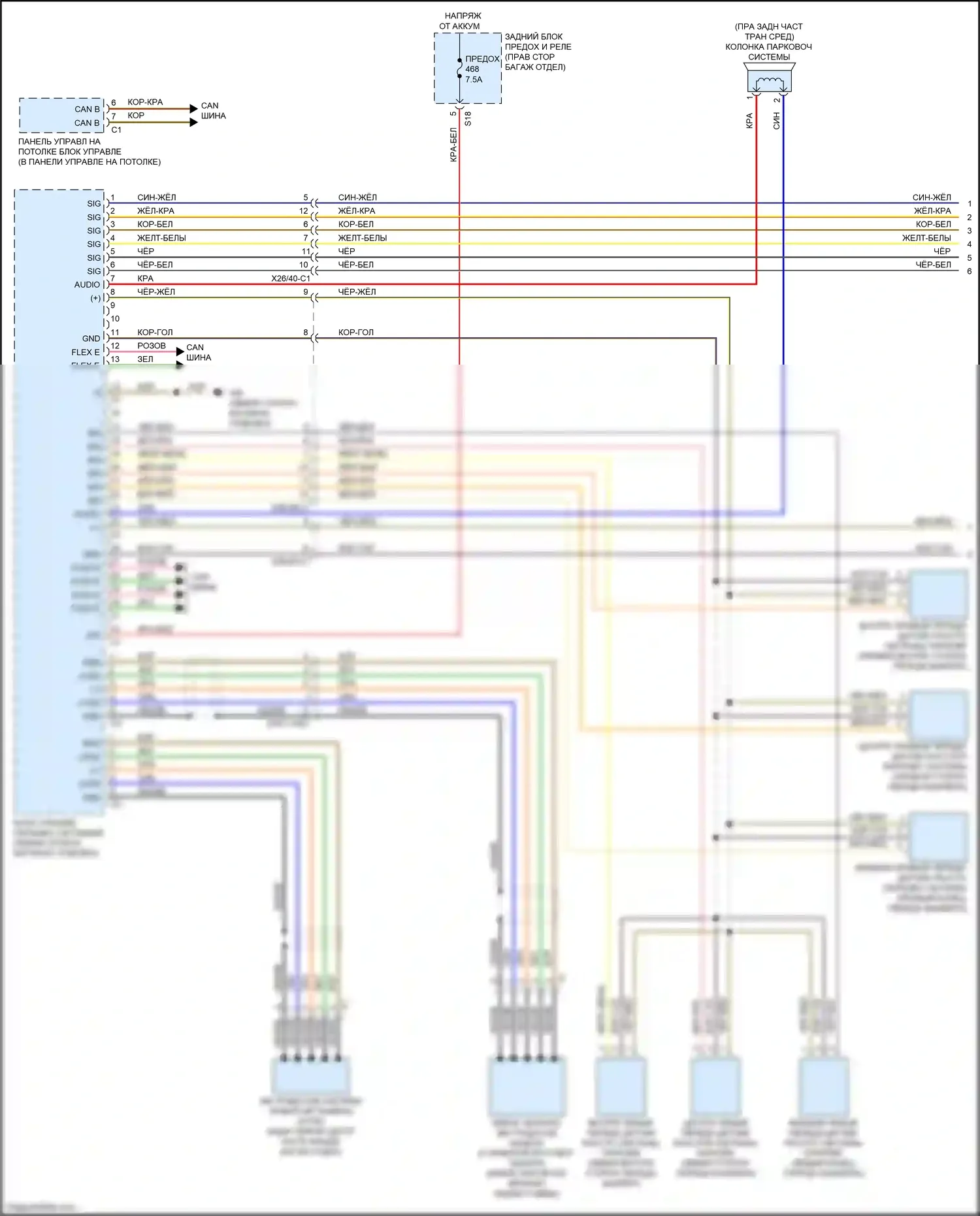 CLS-класс Mercedes-Benz C257 (2017-2021): Электросхема парктроника (1 из 2) 