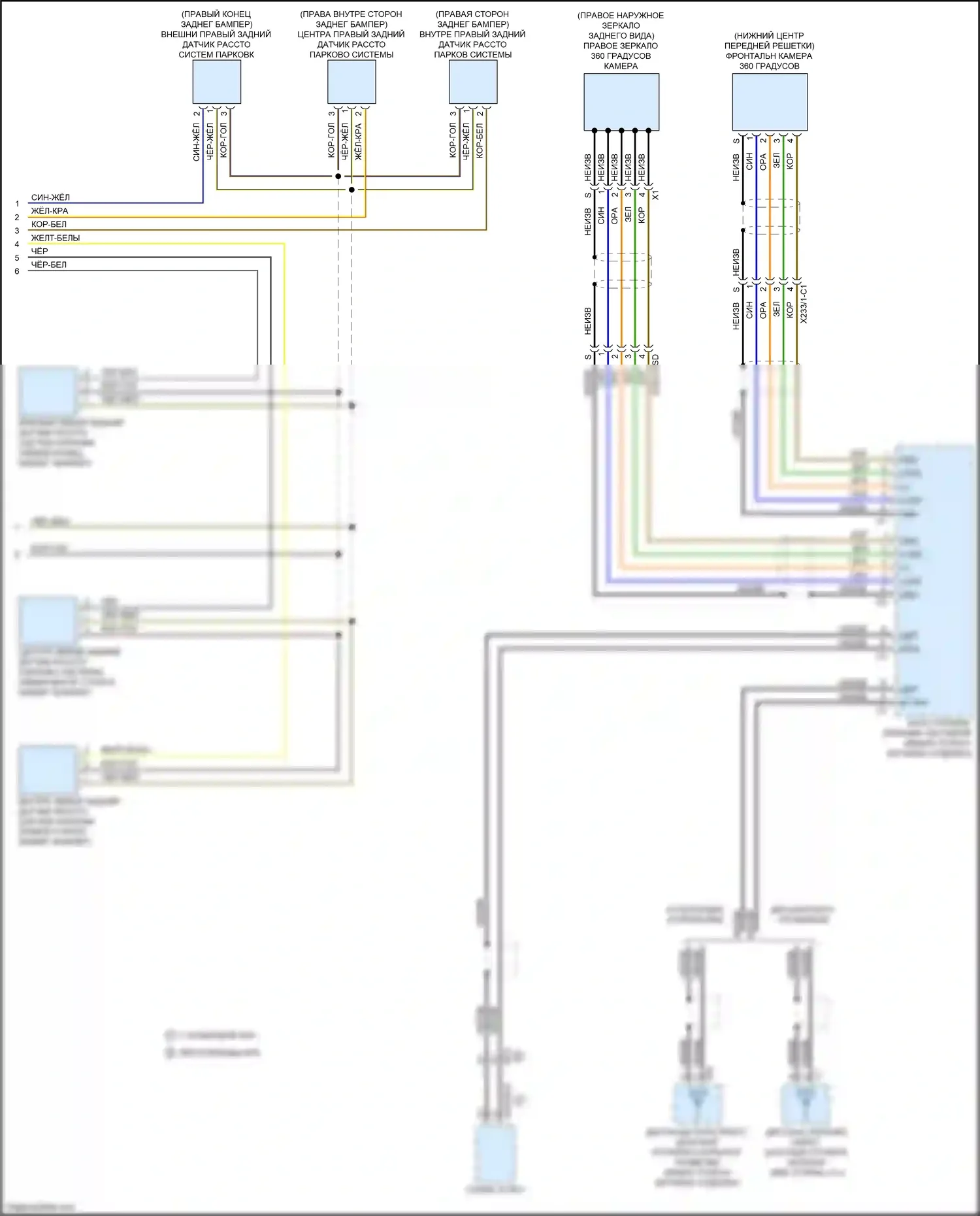CLS-класс Mercedes-Benz C257 (2017-2021): Электросхема парктроника (2 из 2) 