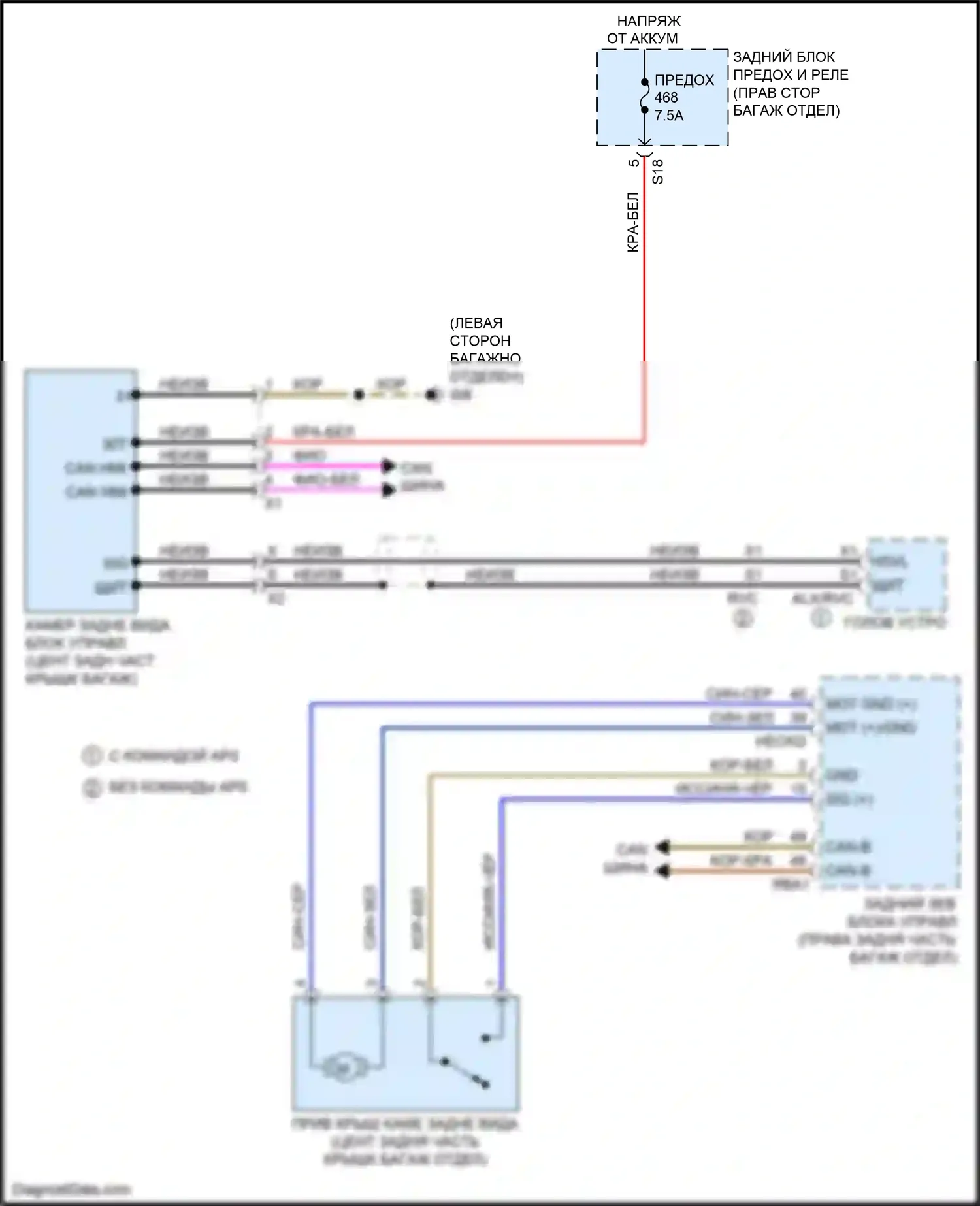CLS-класс Mercedes-Benz C257 (2017-2021): Электросхема задней камеры 