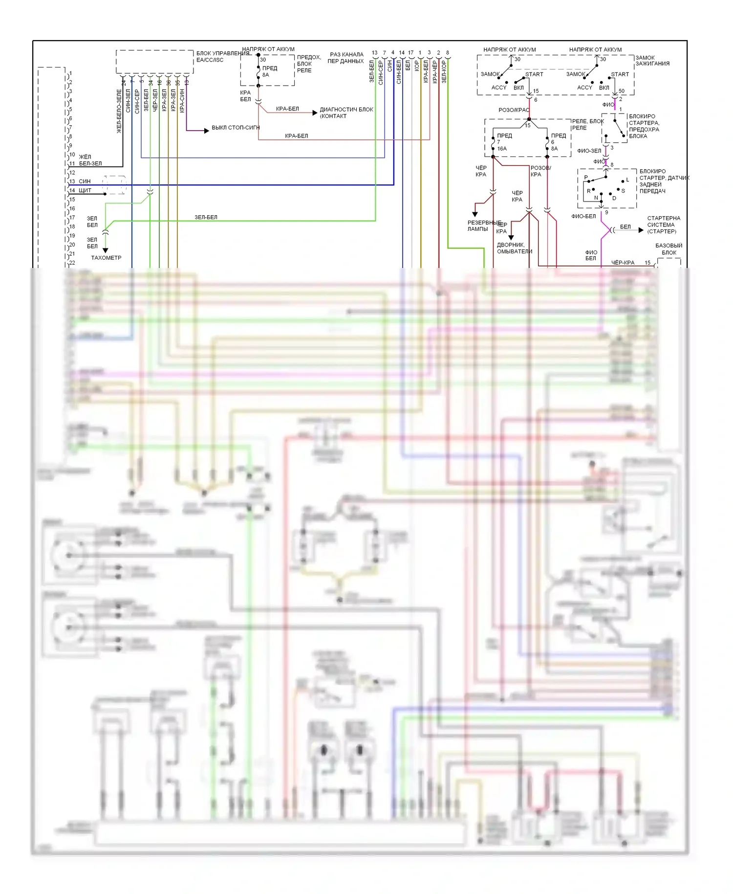 E-класс Mercedes-Benz W124/S124/C124/A124 (1992-1997): Электросхема двигателя 4.2ls (1 из 2) 