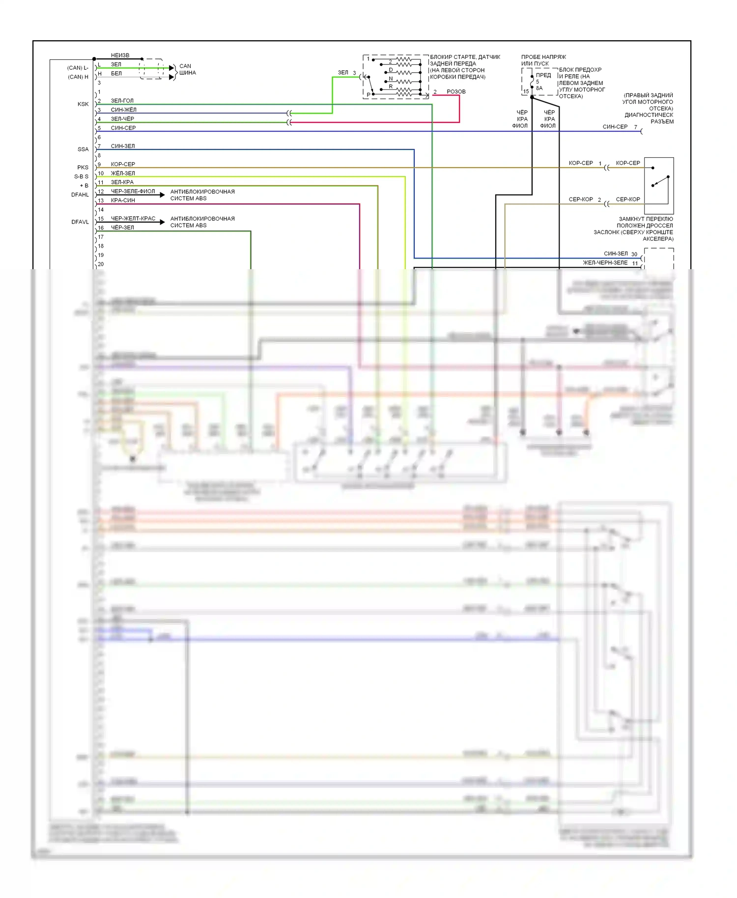 E-класс Mercedes-Benz W124/S124/C124/A124 (1992-1997): Электросхема электронного акселератора/круиз-контроля/контроля оборотов холостого хода 