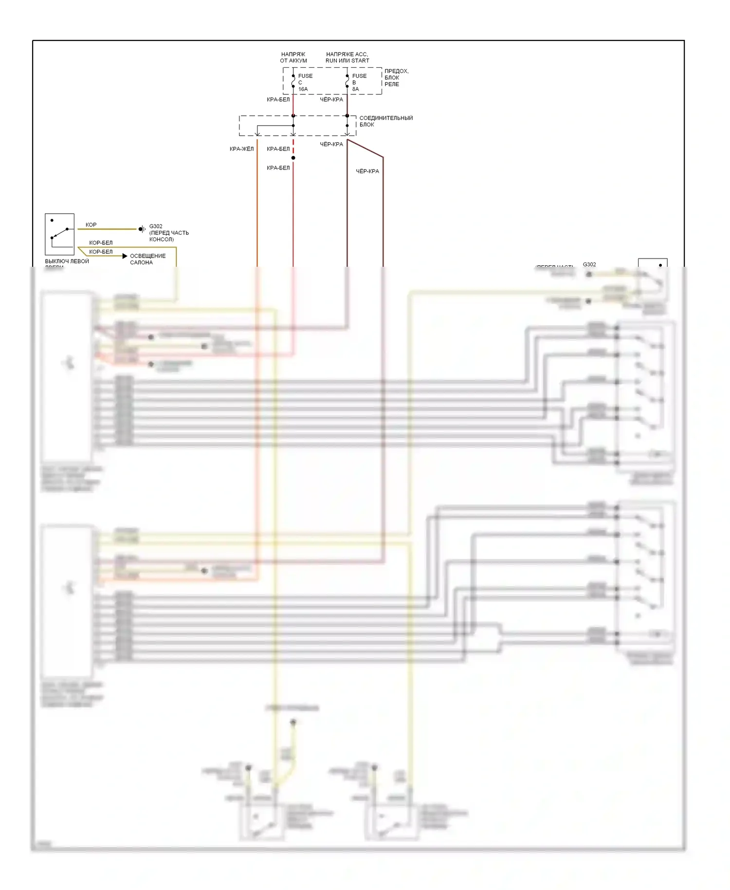 E-класс Mercedes-Benz W124/S124/C124/A124 (1992-1997): Электросхема удлинителя ремня безопасности, купе 