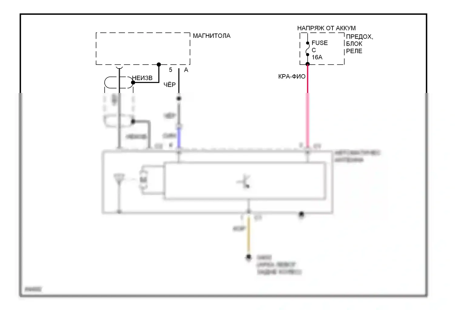 E-класс Mercedes-Benz W124/S124/C124/A124 (1992-1997): Электросхема антенны питания, без сотового телефона 
