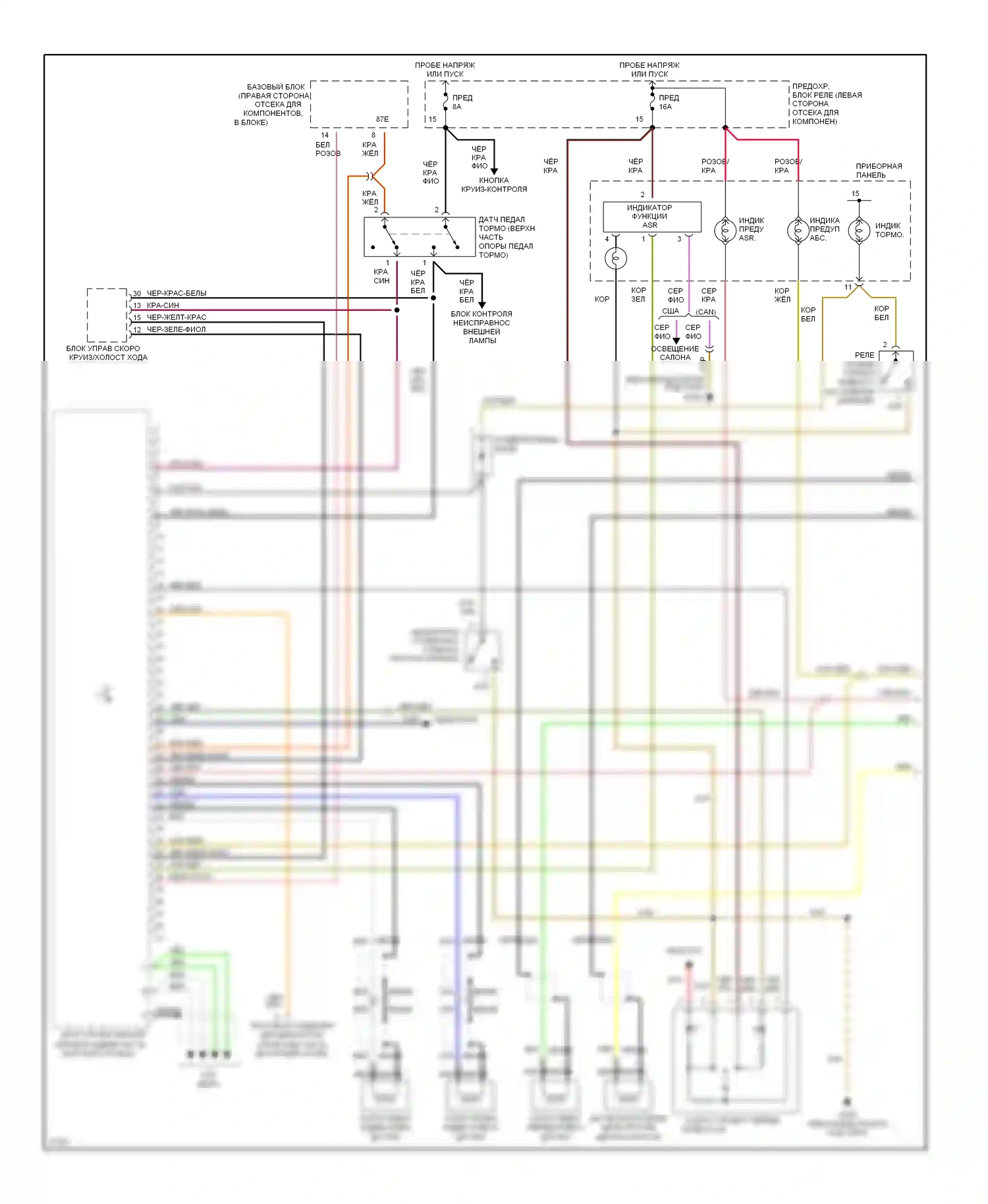 E-класс AMG Mercedes-Benz W124/S124/C124/A124 (1994-1996): Электросхемы антиблокировочной системы abs, с регулированием пробуксовывания при ускорении (1 из 2) 