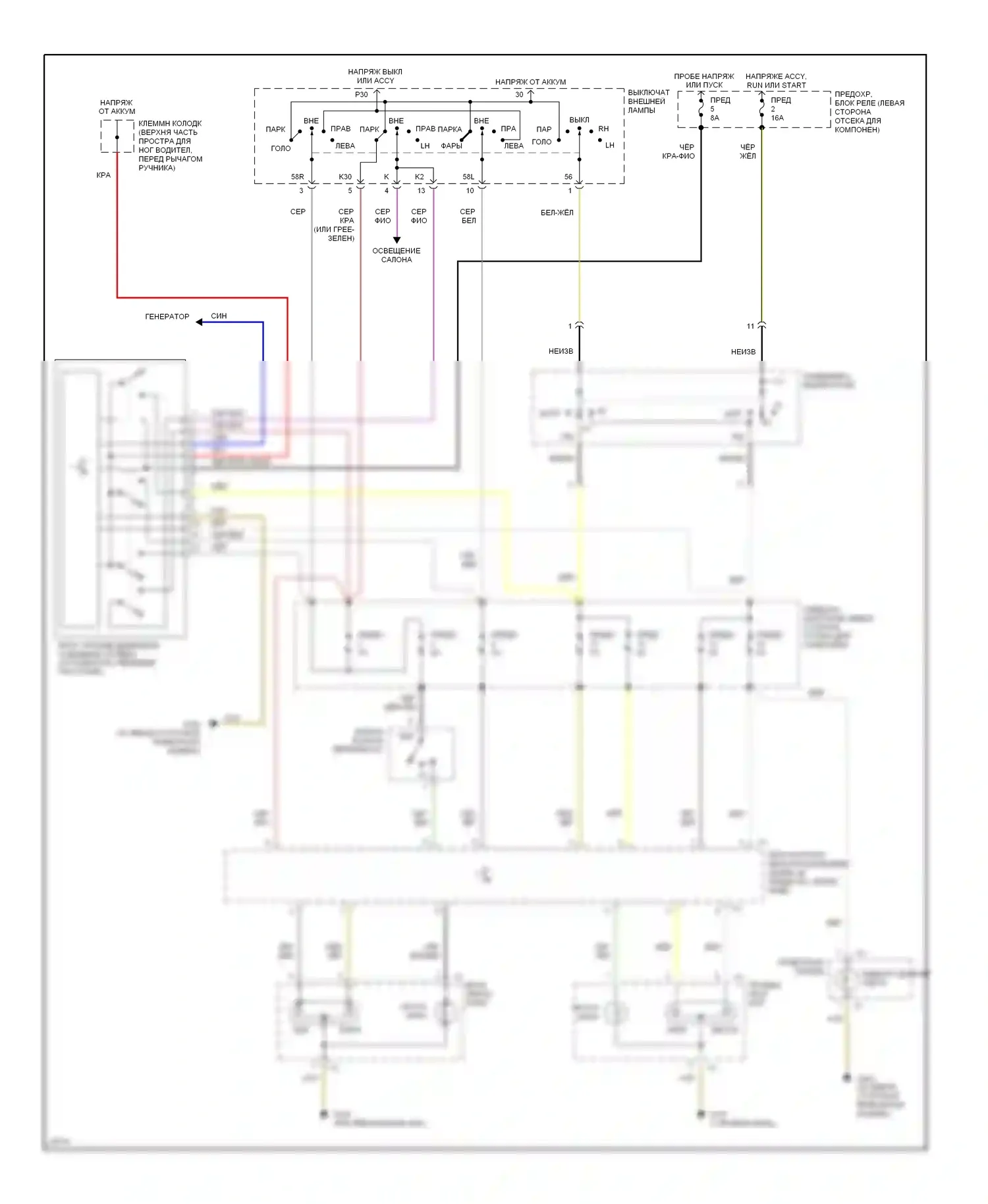 E-класс AMG Mercedes-Benz W124/S124/C124/A124 (1994-1996): Электросхема фар, с дрелью 