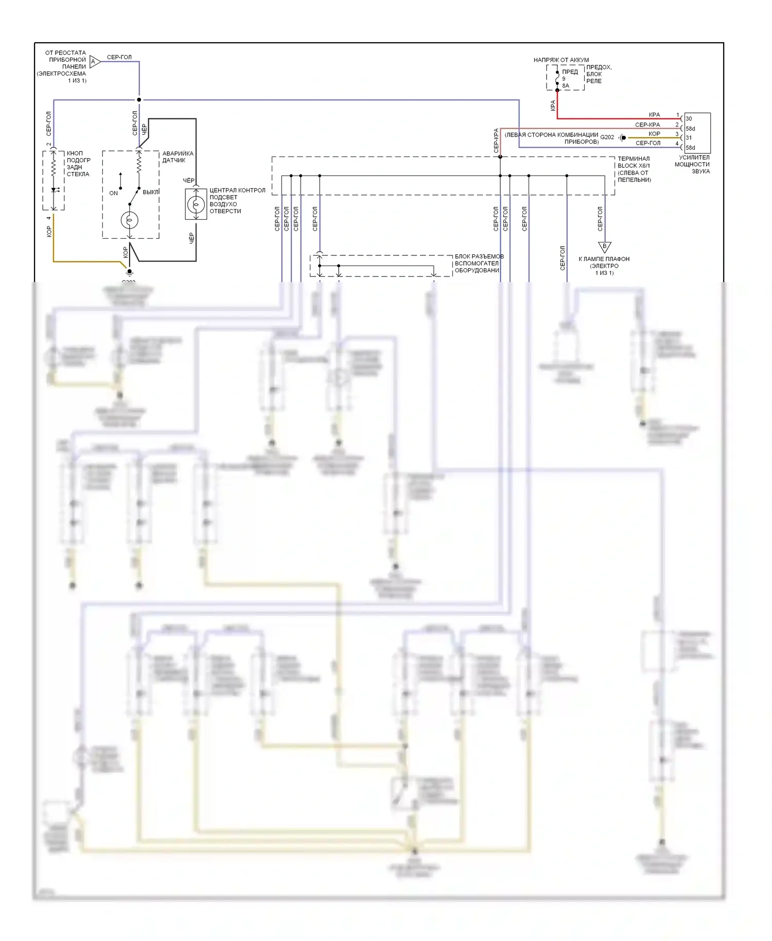 E-класс AMG Mercedes-Benz W124/S124/C124/A124 (1994-1996): Электросхема внутренней световой проводки, кабриолет (2 из 2) 