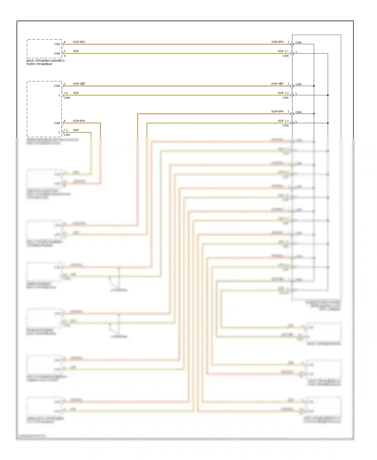 E-класс AMG Mercedes-Benz W210/S210 рестайлинг (1999-2002): Электросхема шины высокого/низкого уровня 
