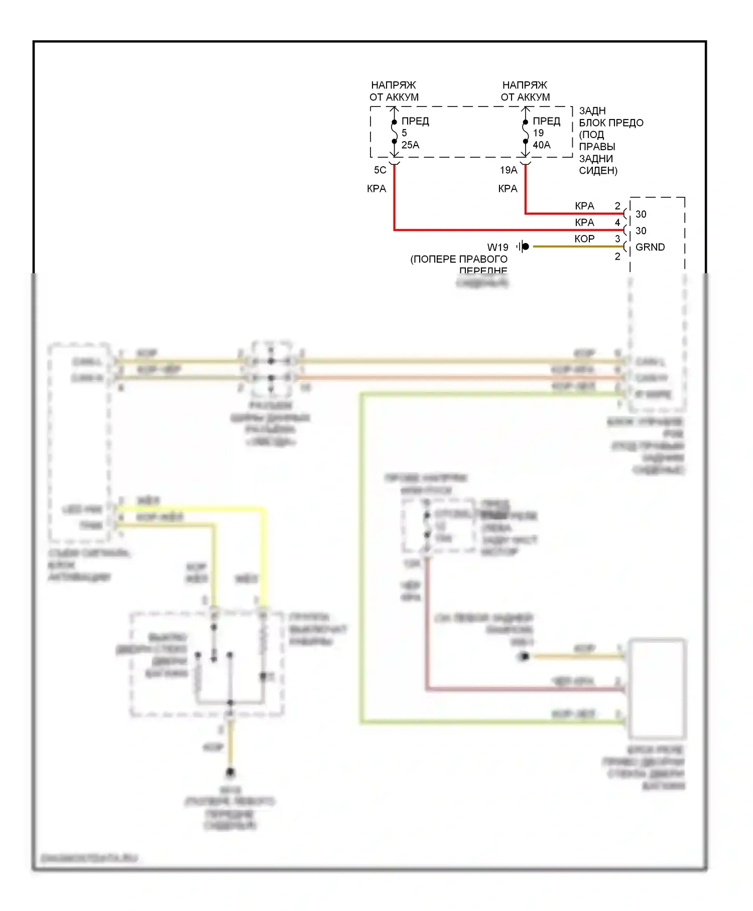 E-класс Mercedes-Benz W210/S210 рестайлинг (1999-2003): Электросхема заднего дворника, вагон 