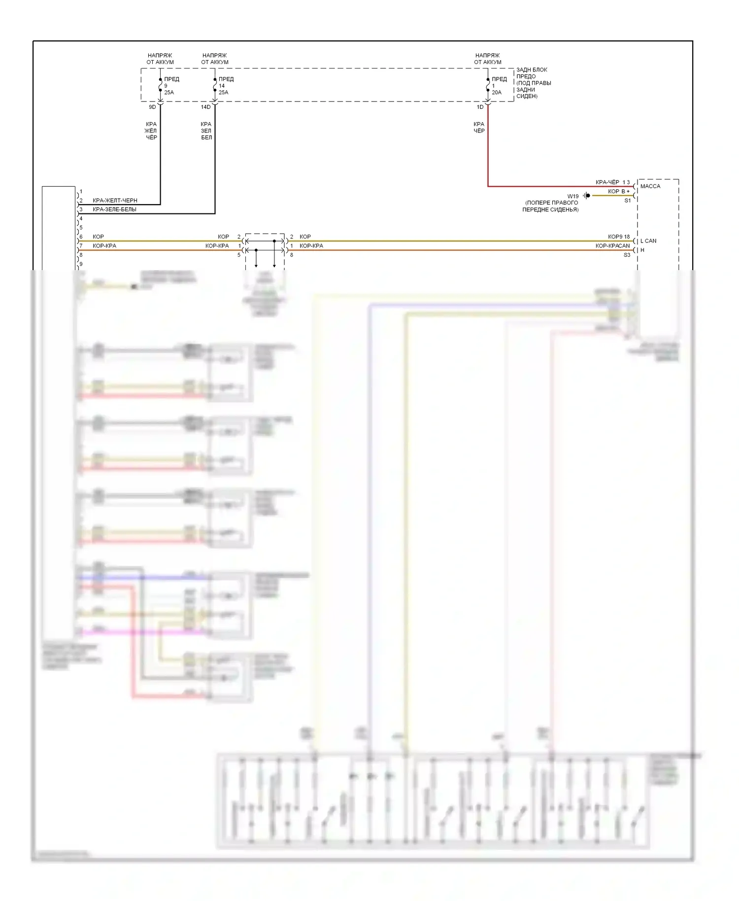 E-класс Mercedes-Benz W210/S210 рестайлинг (1999-2003): Электросхема сиденья памяти пассажира 