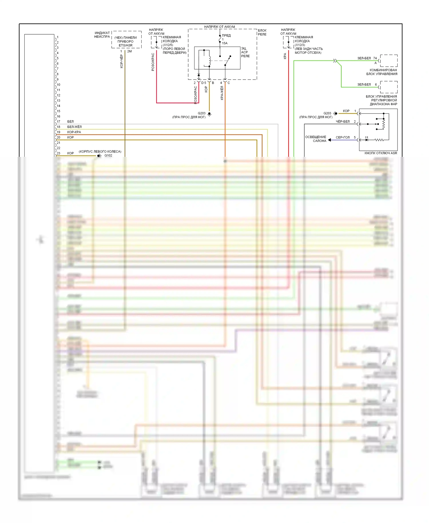 E-класс Mercedes-Benz W210/S210 (1995-1999): Электросхемы антиблокировочной системы abs, с регулированием пробуксовывания при ускорении (1 из 2) 