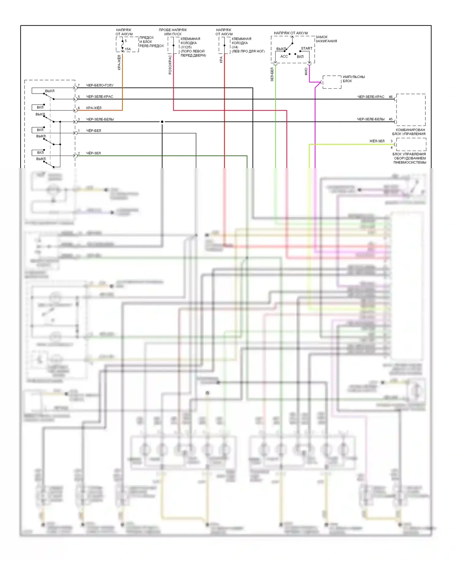 E-класс AMG Mercedes-Benz W210/S210 (1996-1999): Электросхема фар и фонарей 