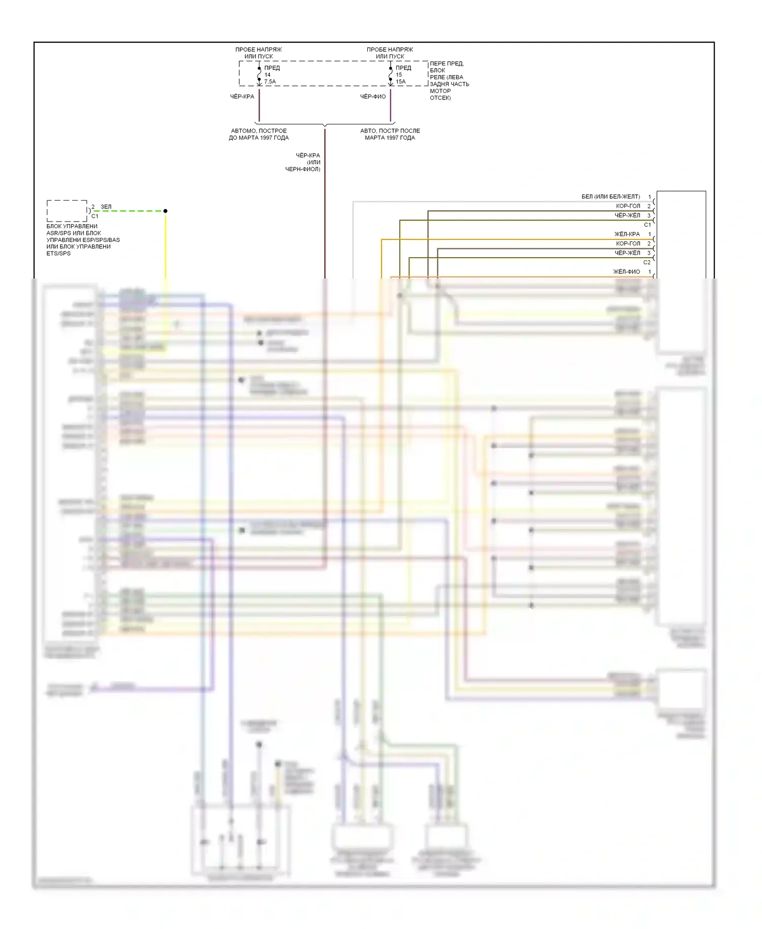 E-класс AMG Mercedes-Benz W210/S210 (1996-1999): Электросхема парктроника 