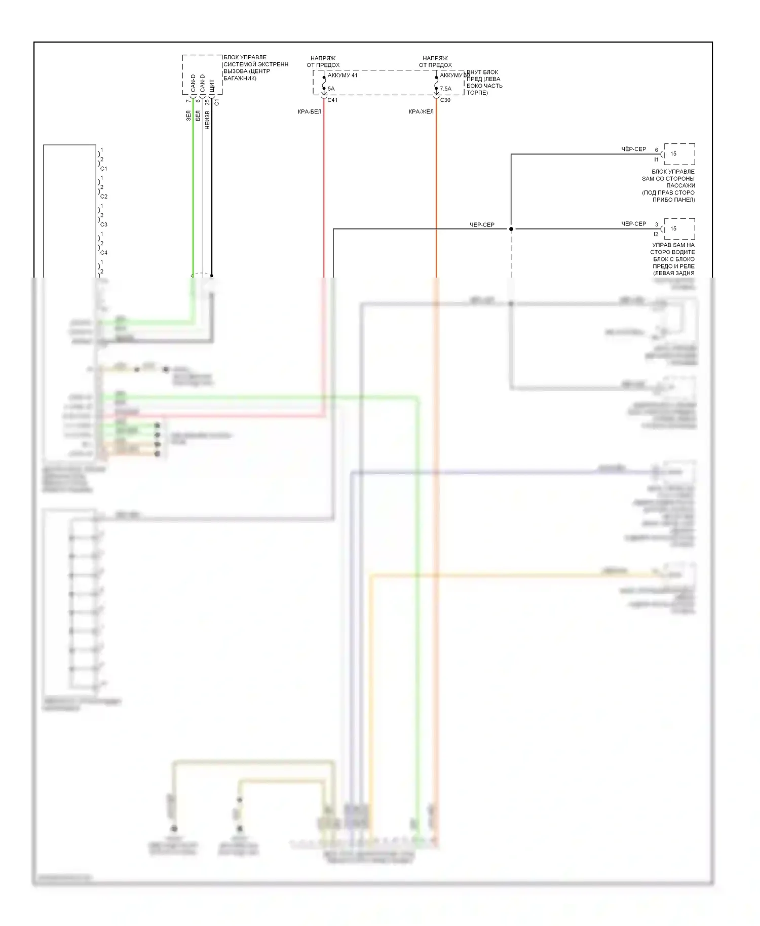 E-класс Mercedes-Benz W211/S211 рестайлинг (2006-2009): Электросхема диагностического разхъема 