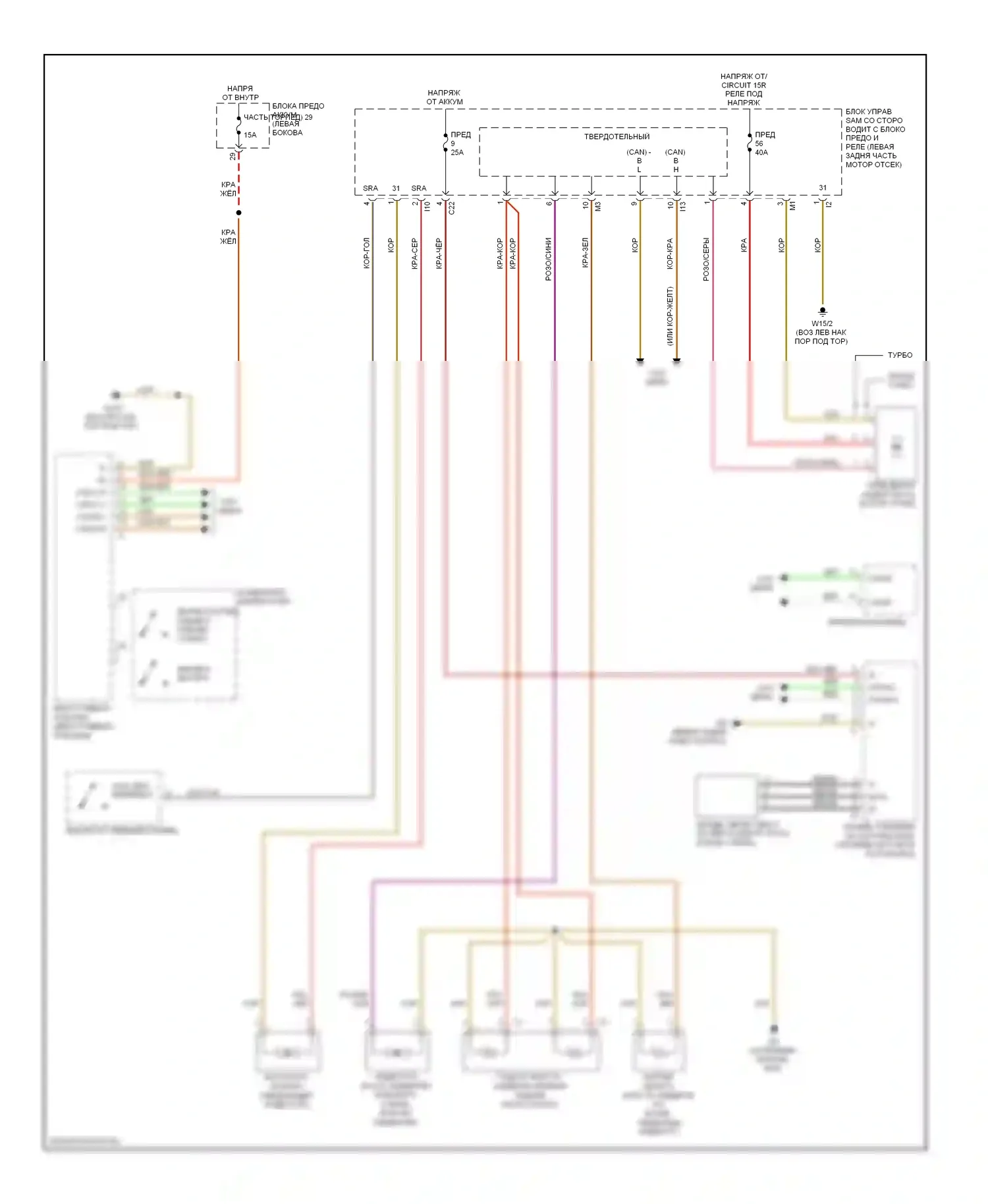 E-класс Mercedes-Benz W211/S211 рестайлинг (2006-2009): Электросхема омывателя передних дворников и омывателей и фары 
