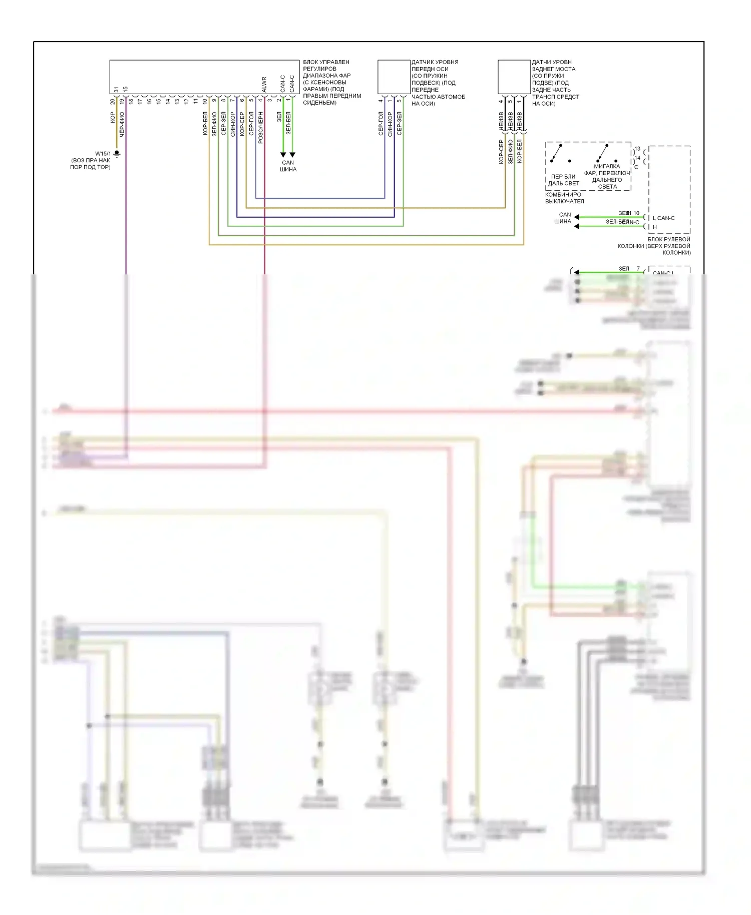 E-класс Mercedes-Benz W211/S211 рестайлинг (2006-2009): Электросхема фар (2 из 2) 