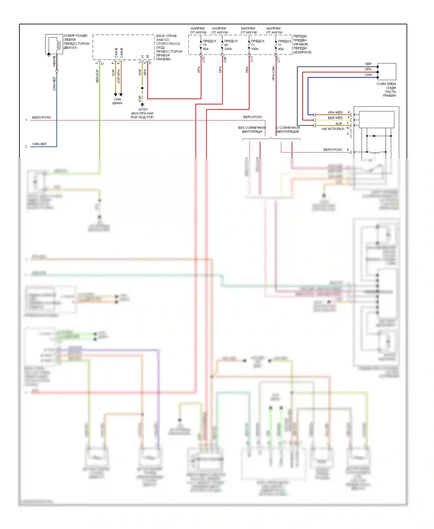 E-класс Mercedes-Benz W211/S211 рестайлинг (2006-2009): Электросхема климат контроля (2 из 2) 