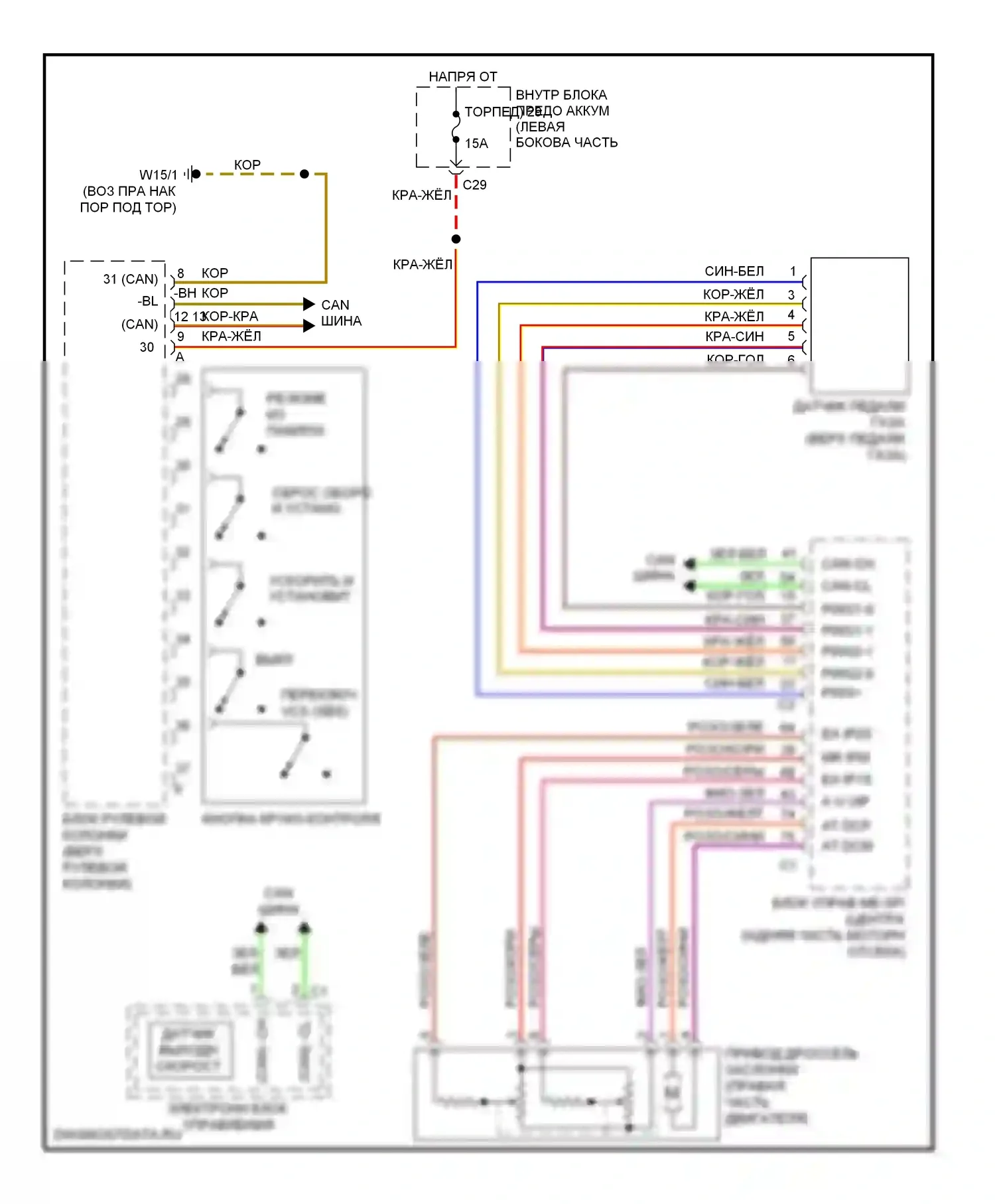 E-класс Mercedes-Benz W211/S211 рестайлинг (2006-2009): Электросхема круиз-контроля 