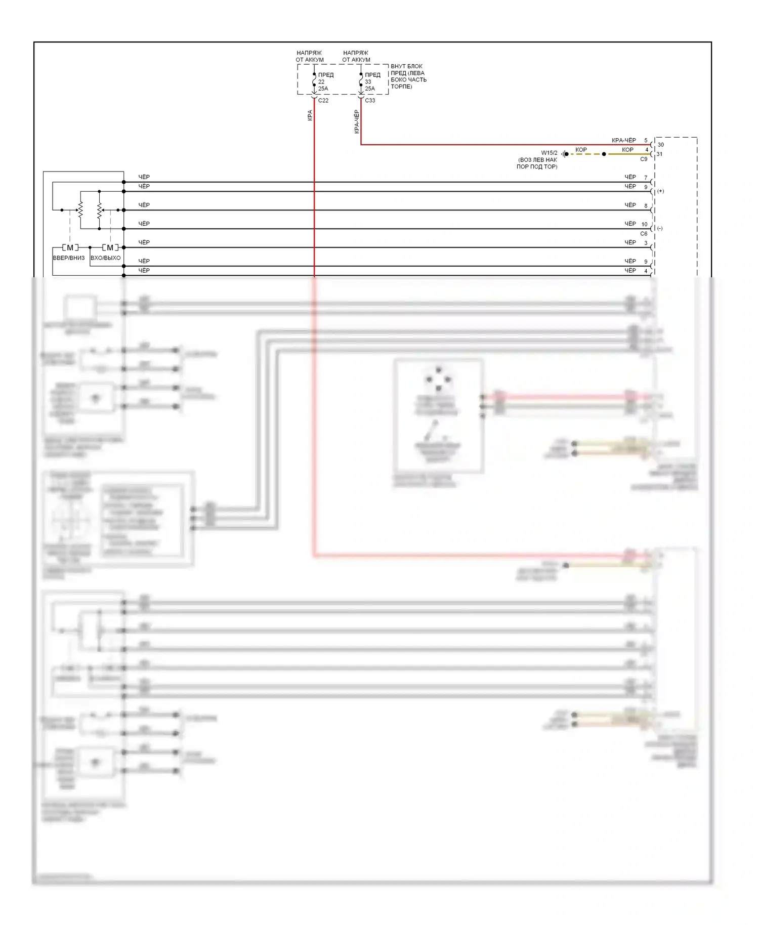 E-класс Mercedes-Benz W211/S211 рестайлинг (2006-2009): Электросхема зеркал памяти 