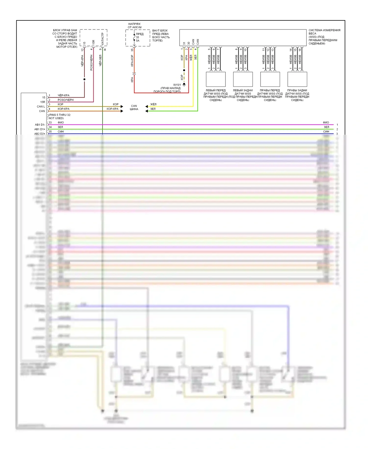 E-класс Mercedes-Benz W211/S211 рестайлинг (2006-2009): Электросхема подушек безопасности (1 из 2) 