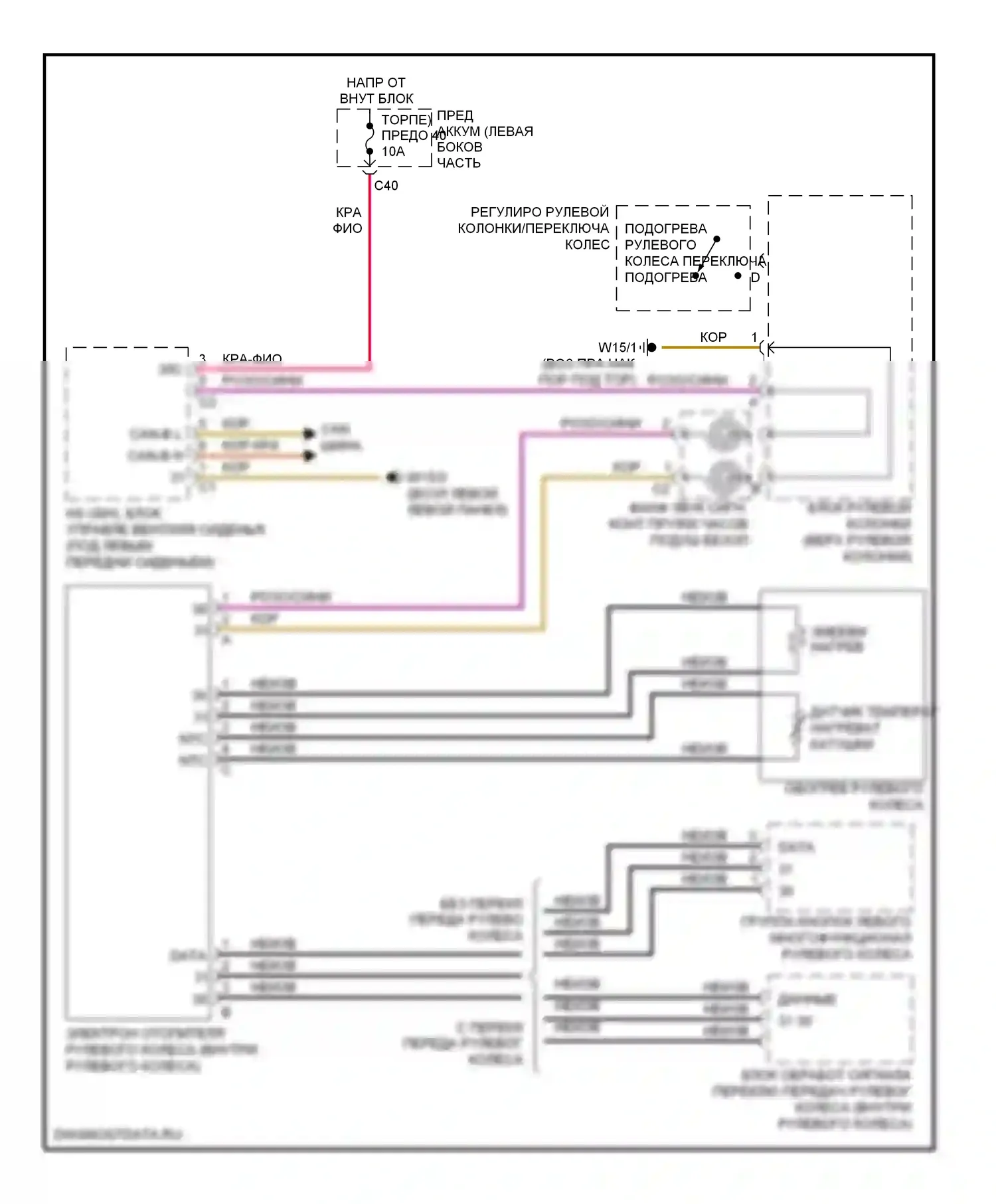 E-класс Mercedes-Benz W211/S211 рестайлинг (2006-2009): Электросхема рулевого колеса с подогревом 