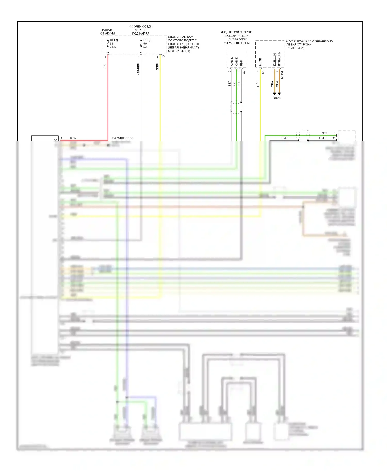 E-класс Mercedes-Benz W211/S211 рестайлинг (2006-2009): Электросхема системы телемеханики (1 из 2) 