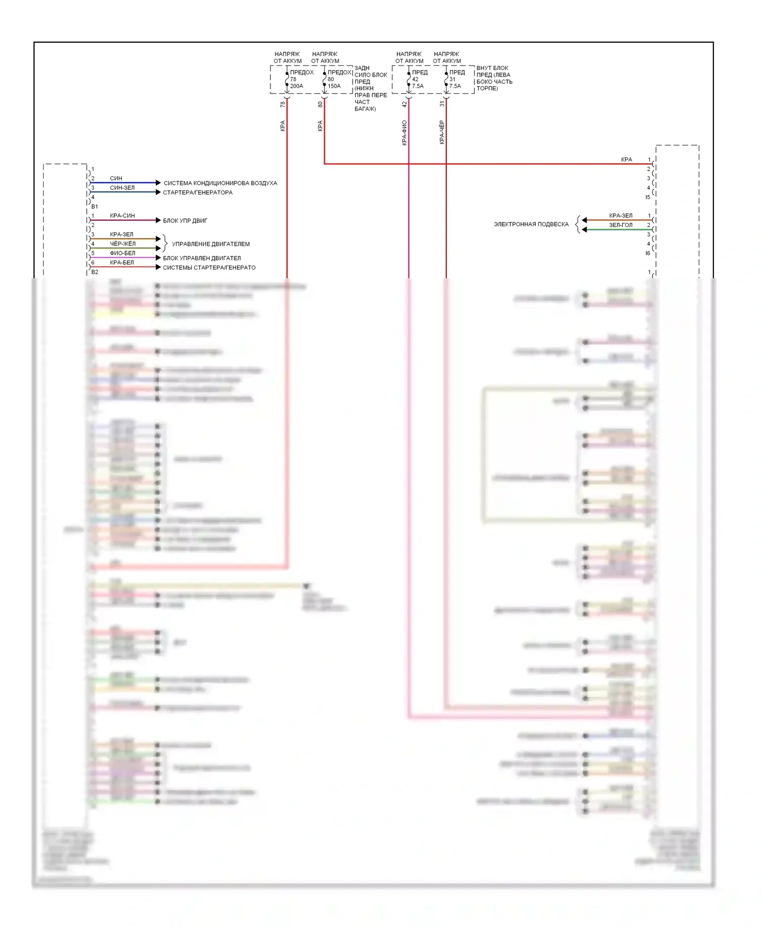 E-класс Mercedes-Benz W211/S211 (2002-2006): Электросхема блока управления со стороны водителя (1 из 2) 