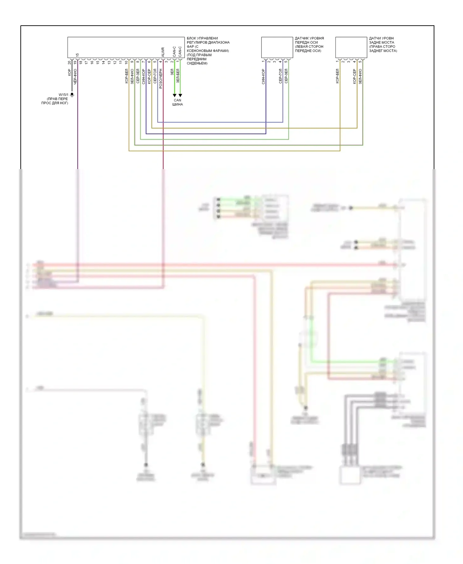 E-класс Mercedes-Benz W211/S211 (2002-2006): Электросхема фар (2 из 2) 