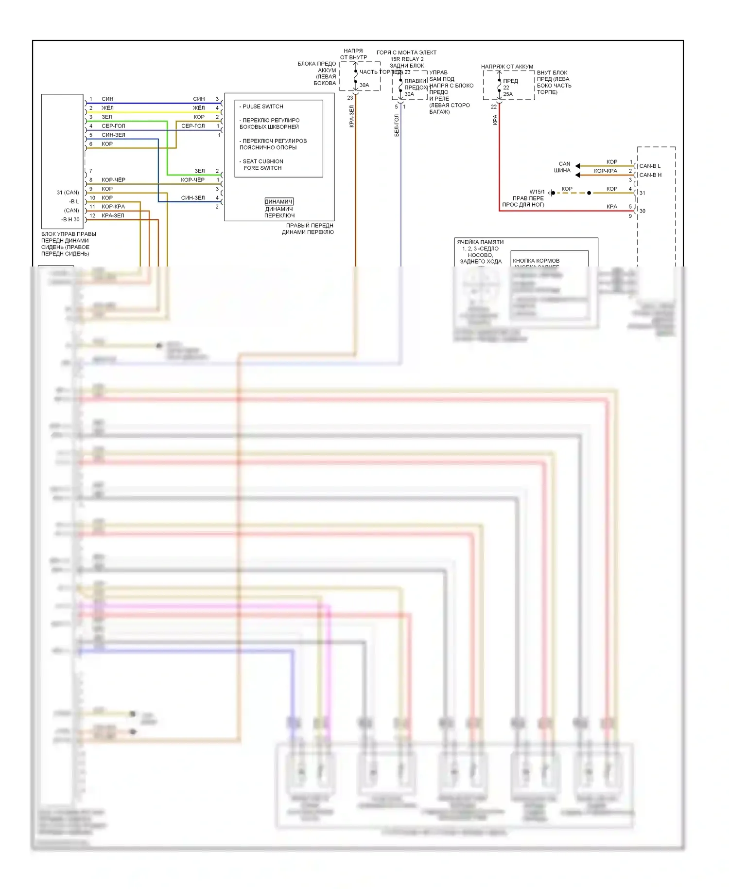 E-класс Mercedes-Benz W211/S211 (2002-2006): Память пассажира сиденья электросхема, поздний выпуск 