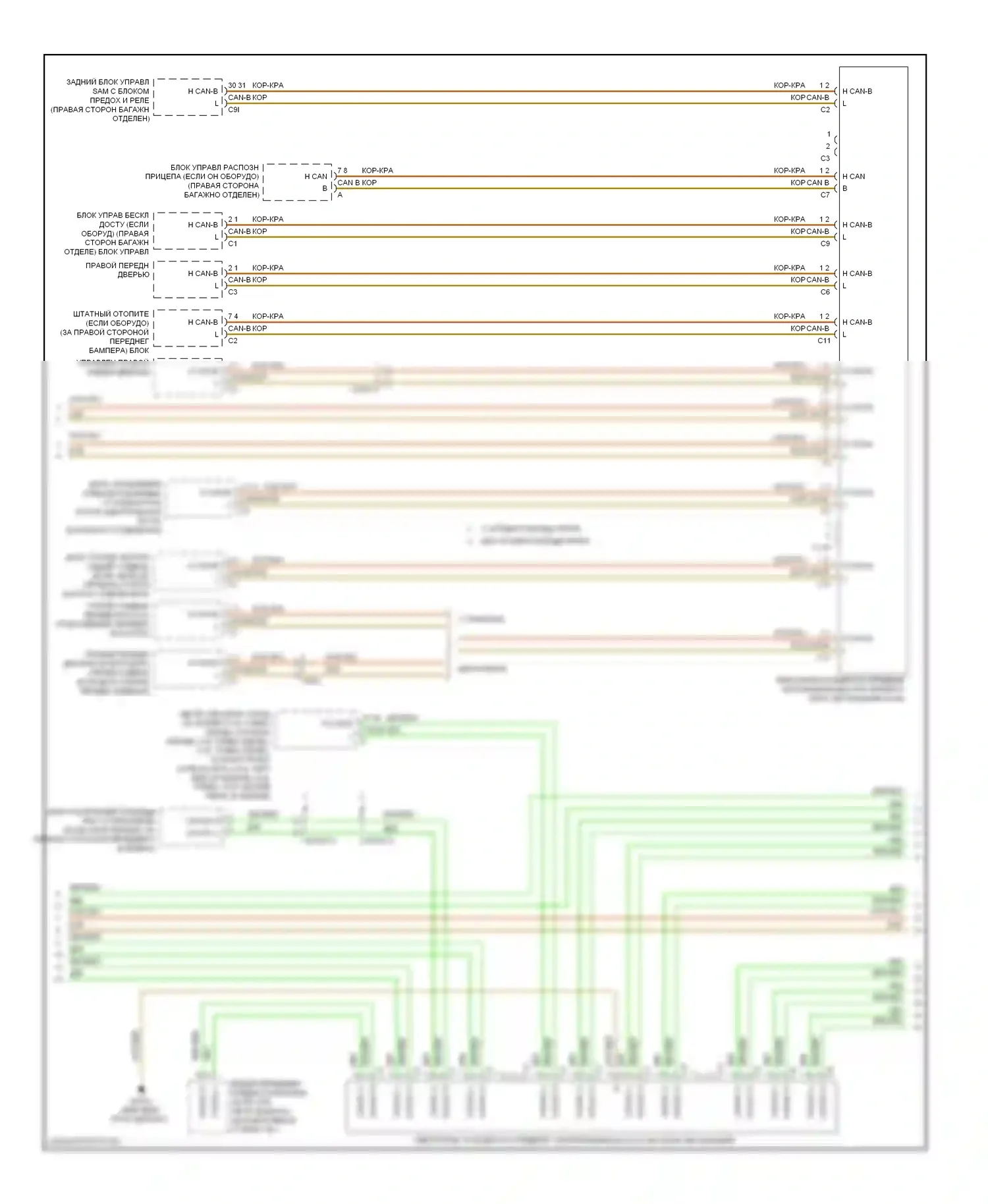 E-класс Mercedes-Benz W212/S212/C207/A207 рестайлинг (2013-2016): Электросхема шины высокого/низкого уровня, седан (3 из 6) 