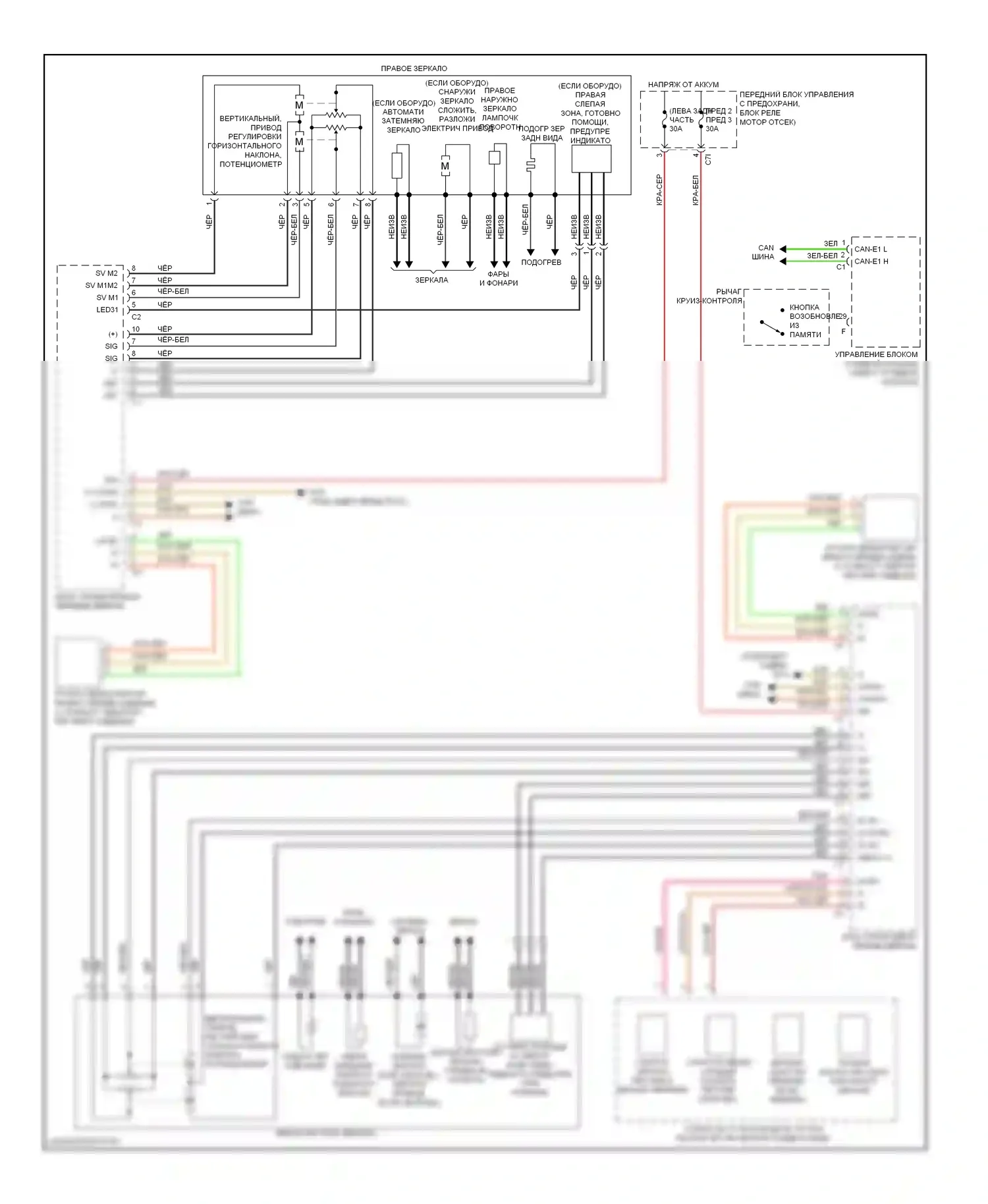 E-класс Mercedes-Benz W212/S212/C207/A207 рестайлинг (2013-2016): Электросхема памяти зеркал, купе 