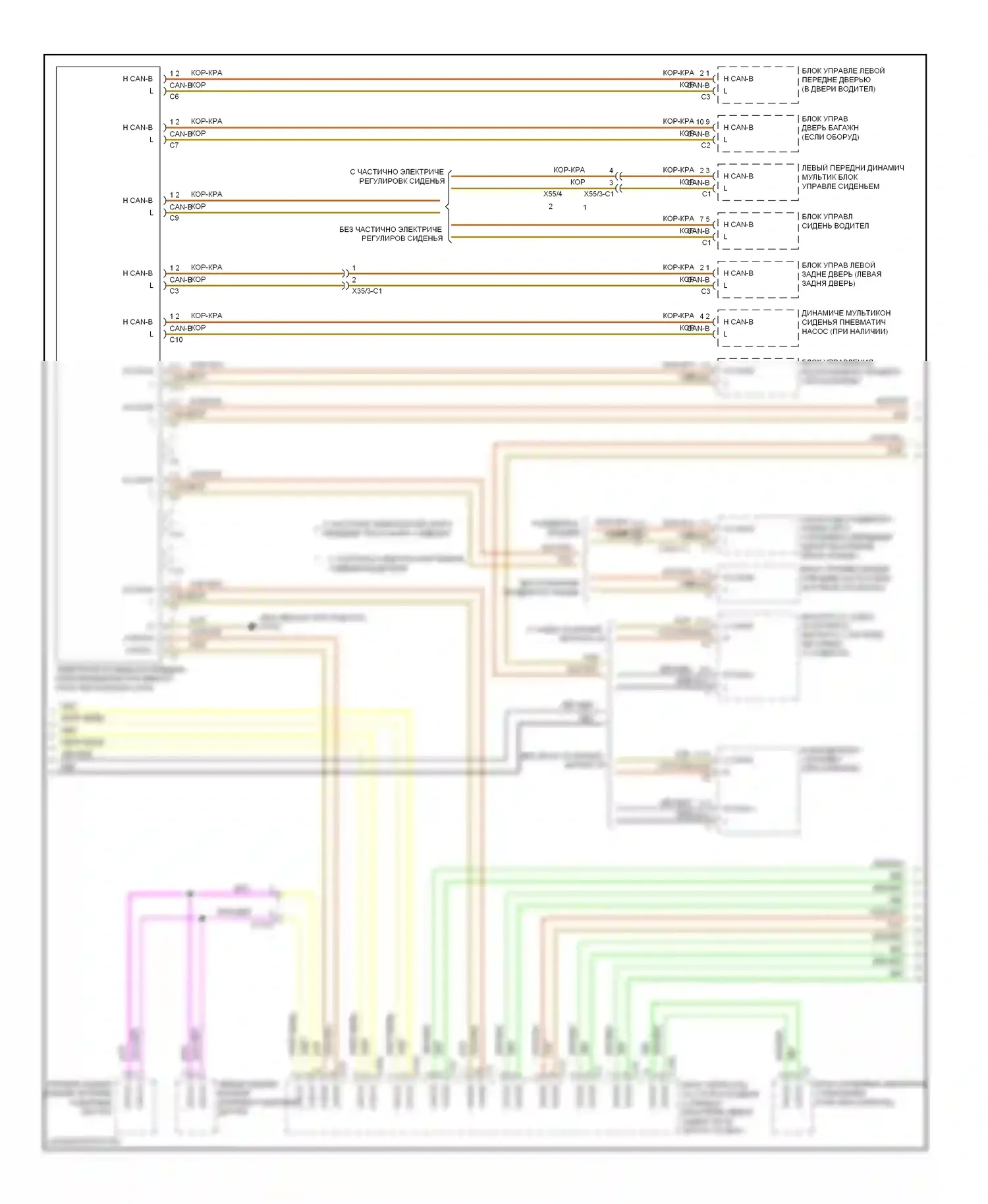 E-класс Mercedes-Benz W212/S212/C207/A207 (2009-2013): Электросхема шины высокого/низкого уровня, седан (2 из 5) 