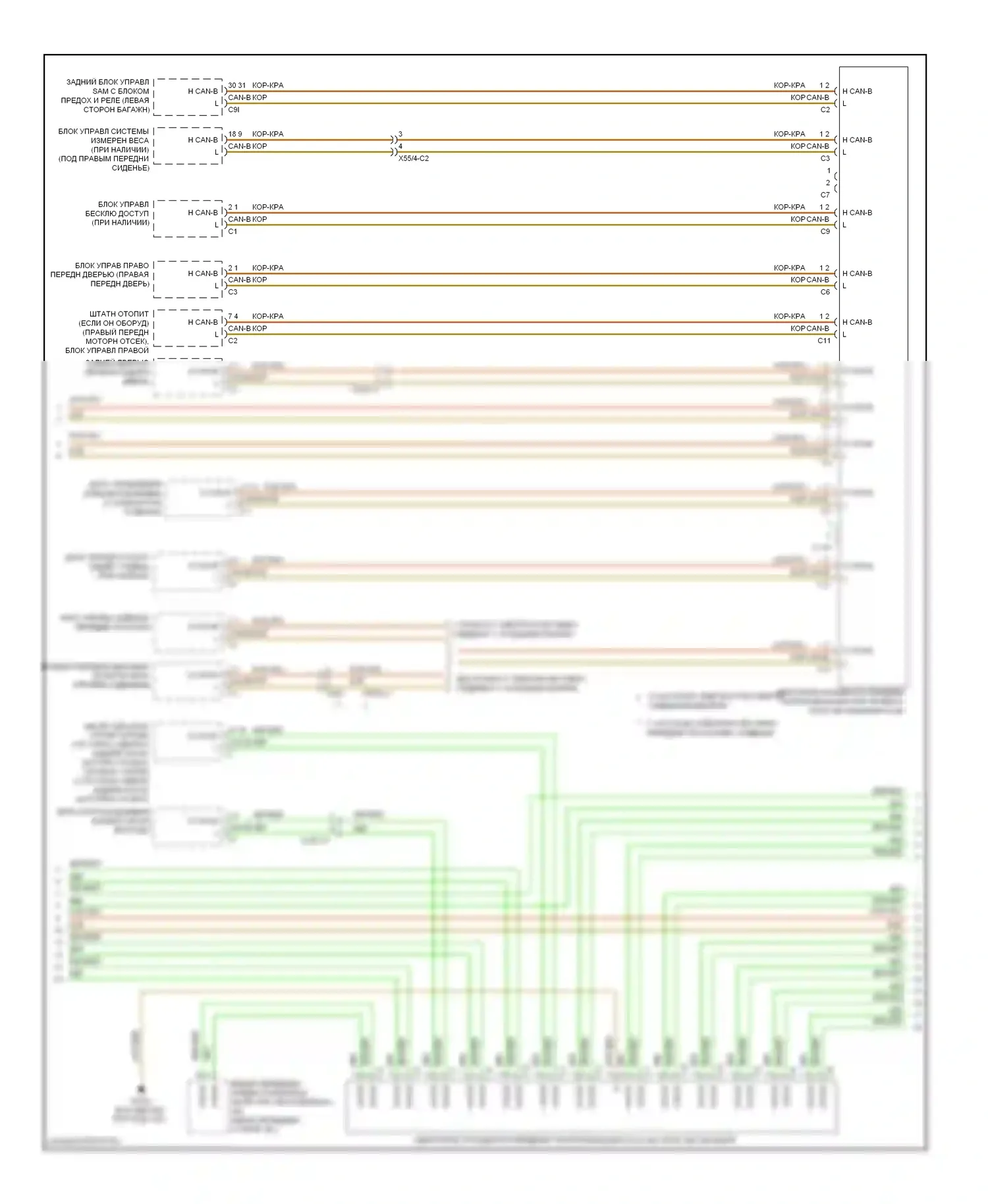 E-класс Mercedes-Benz W212/S212/C207/A207 (2009-2013): Электросхема шины высокого/низкого уровня, седан (3 из 5) 