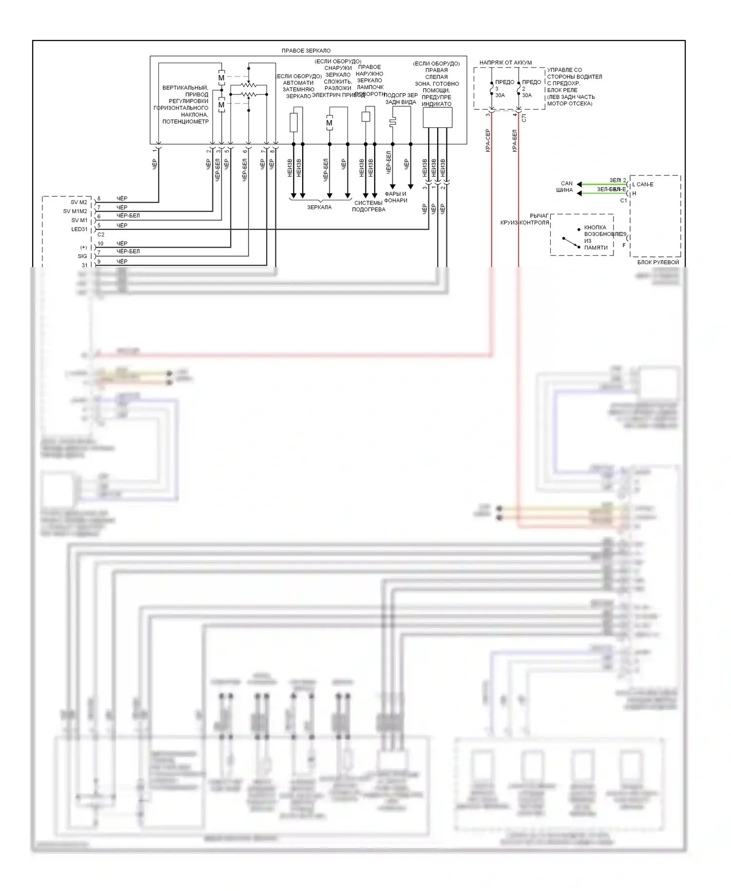 E-класс Mercedes-Benz W212/S212/C207/A207 (2009-2013): Электросхема памяти зеркал, купе 