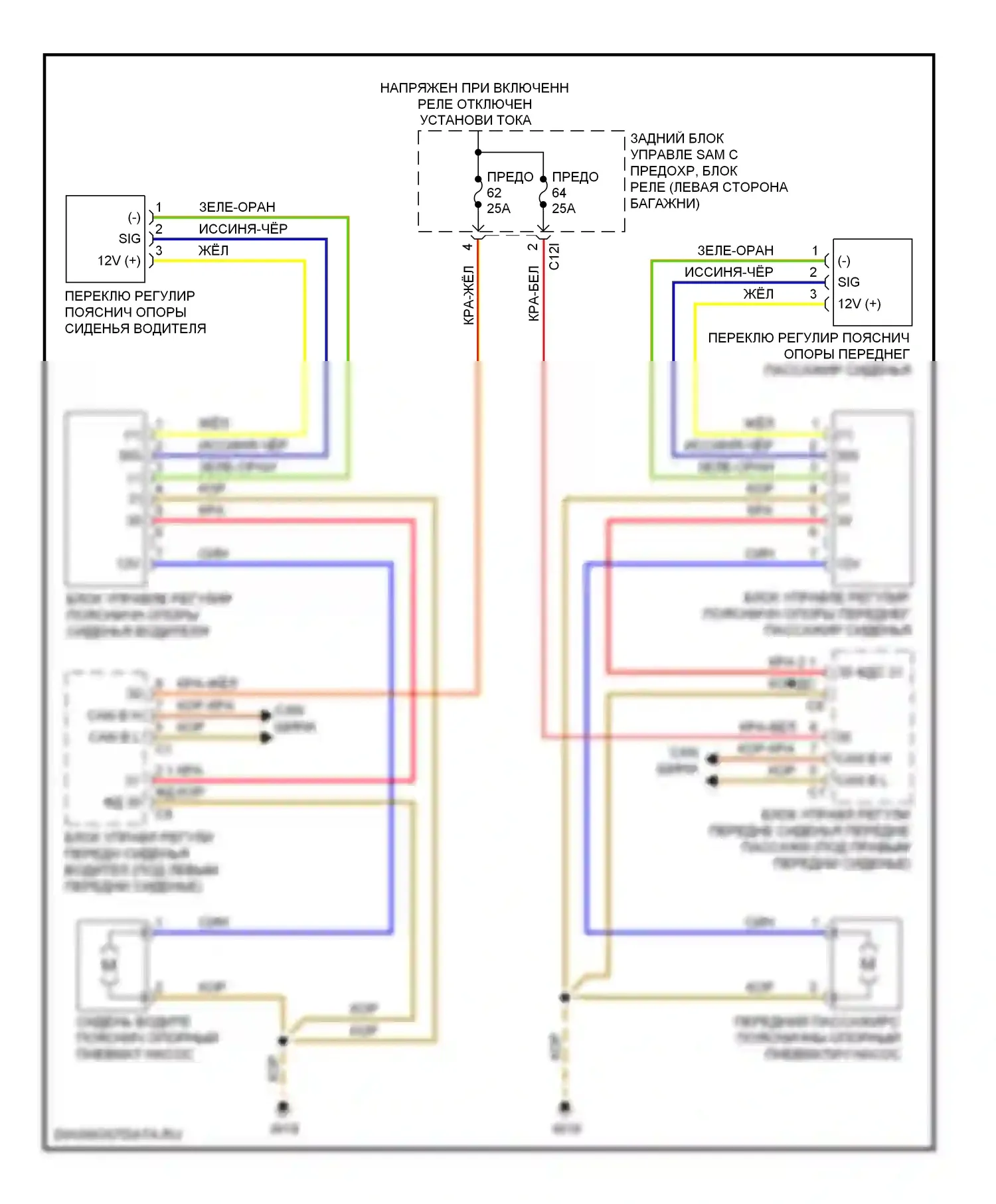 E-класс Mercedes-Benz W212/S212/C207/A207 (2009-2013): Поясничная электросхема, седан 