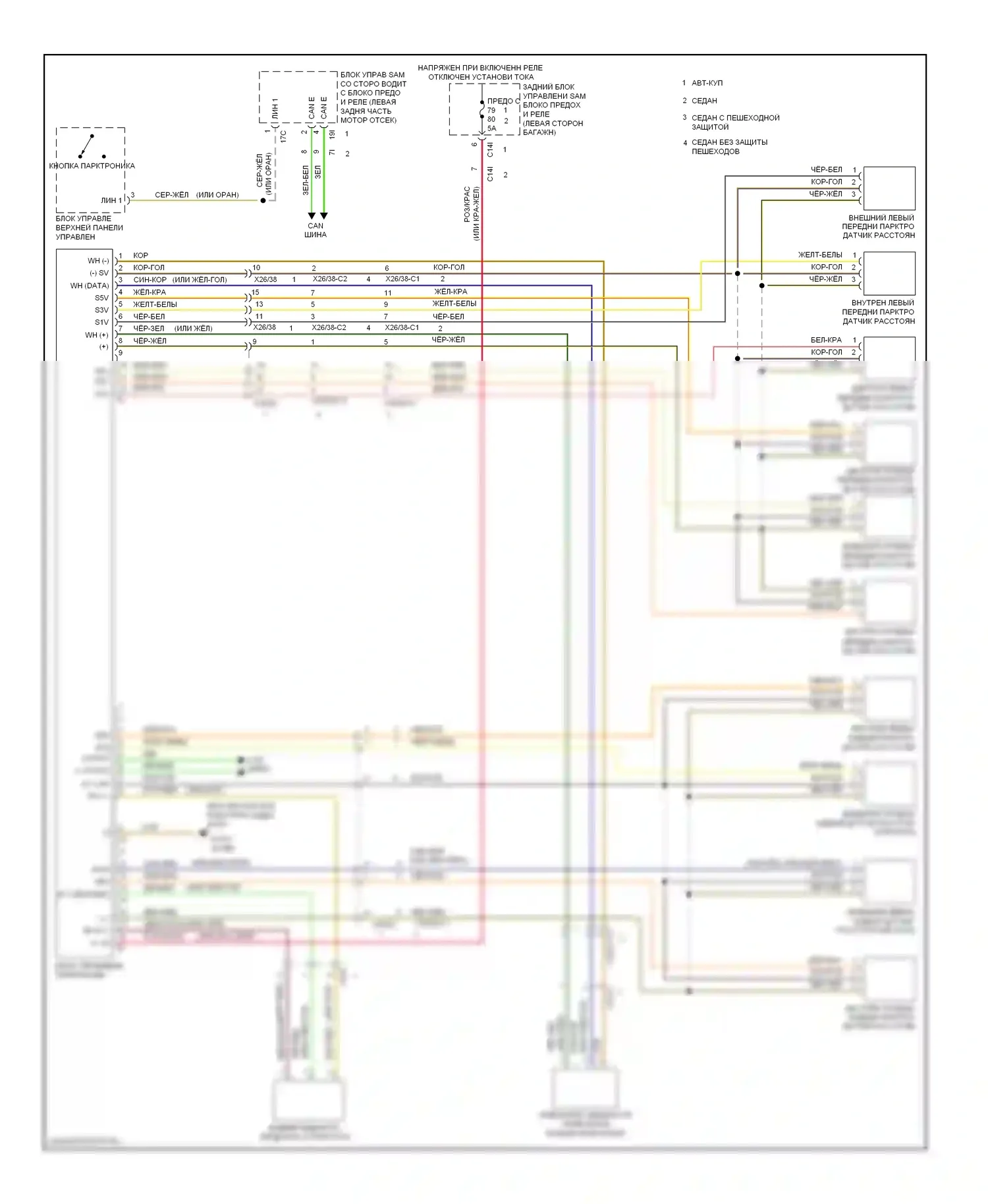 E-класс Mercedes-Benz W212/S212/C207/A207 (2009-2013): Электросхема парктроника 