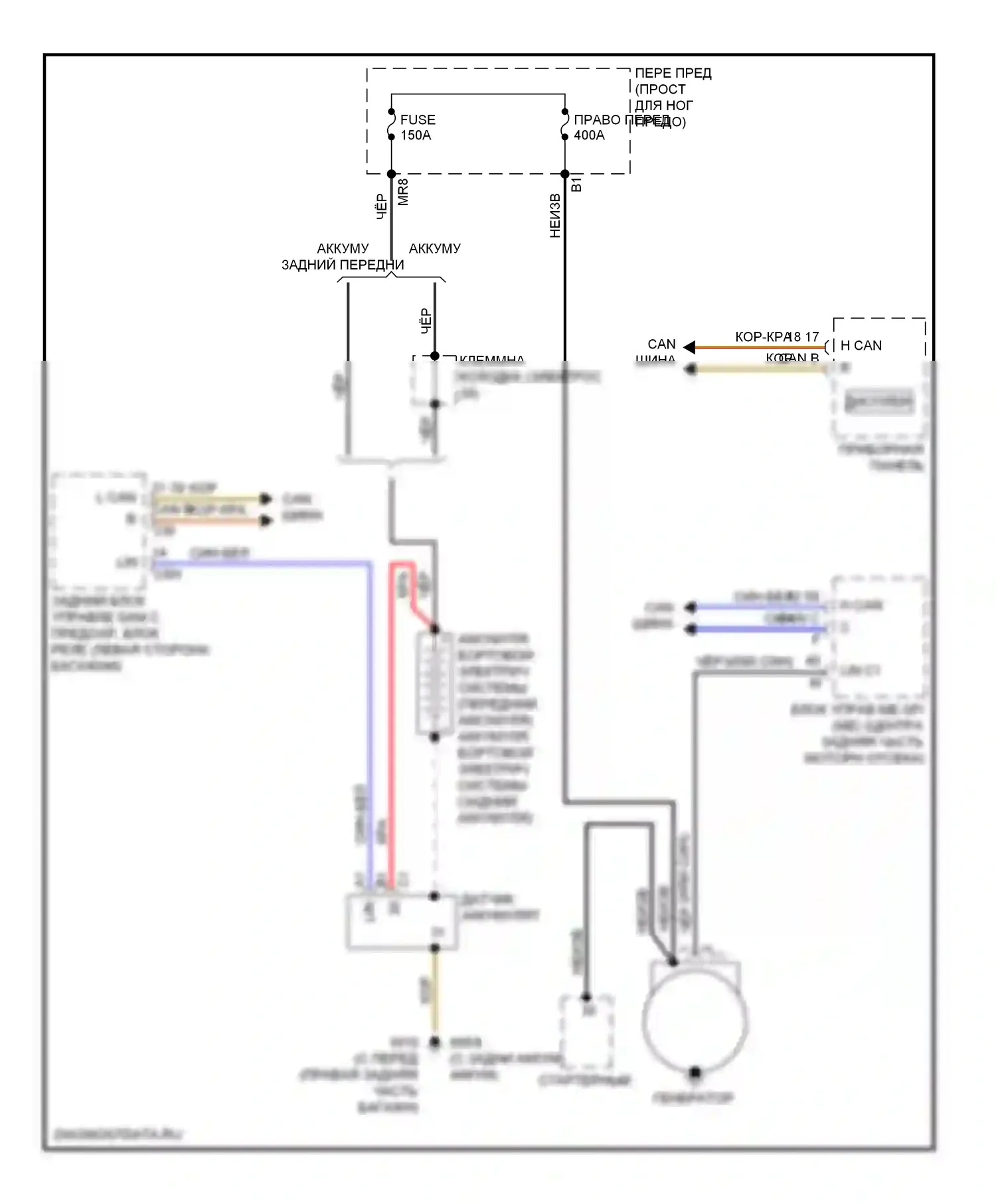 E-класс Mercedes-Benz W212/S212/C207/A207 (2009-2013): Электросхема генератора, седан 