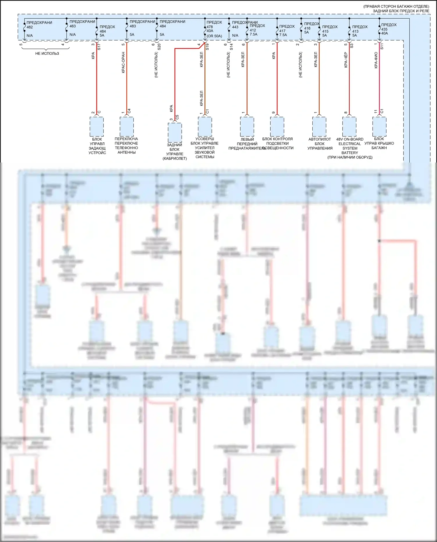 E-класс All-Terrain Mercedes-Benz S213 рестайлинг (2020-2024): Электросхема блока предохранителей реле, купе (4 из 8) 